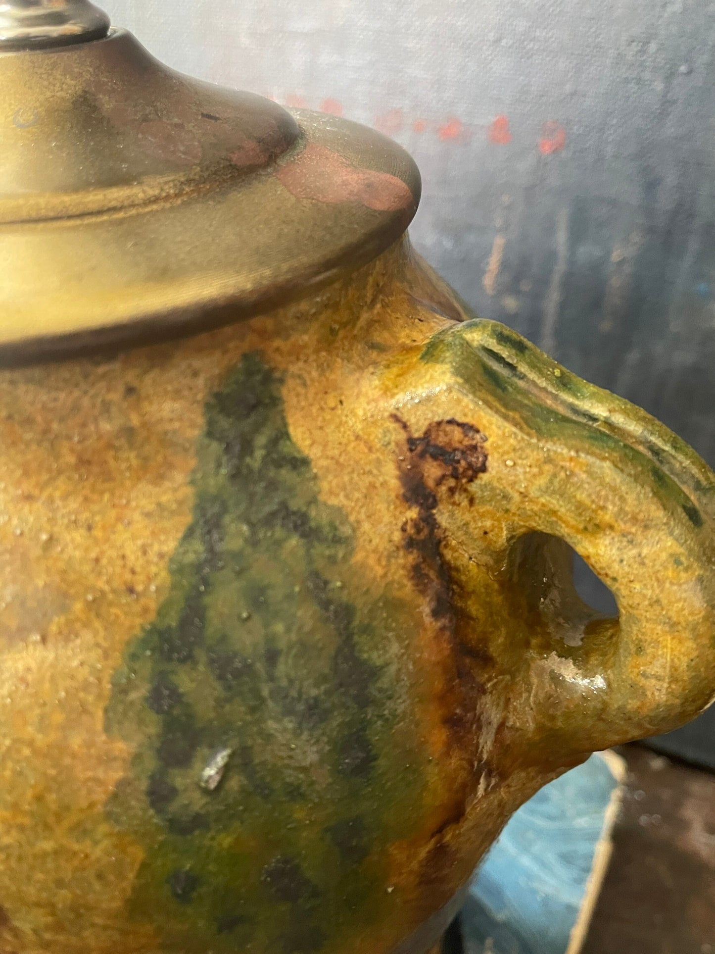 Vintage French Glazed Confit Terracotta Jar