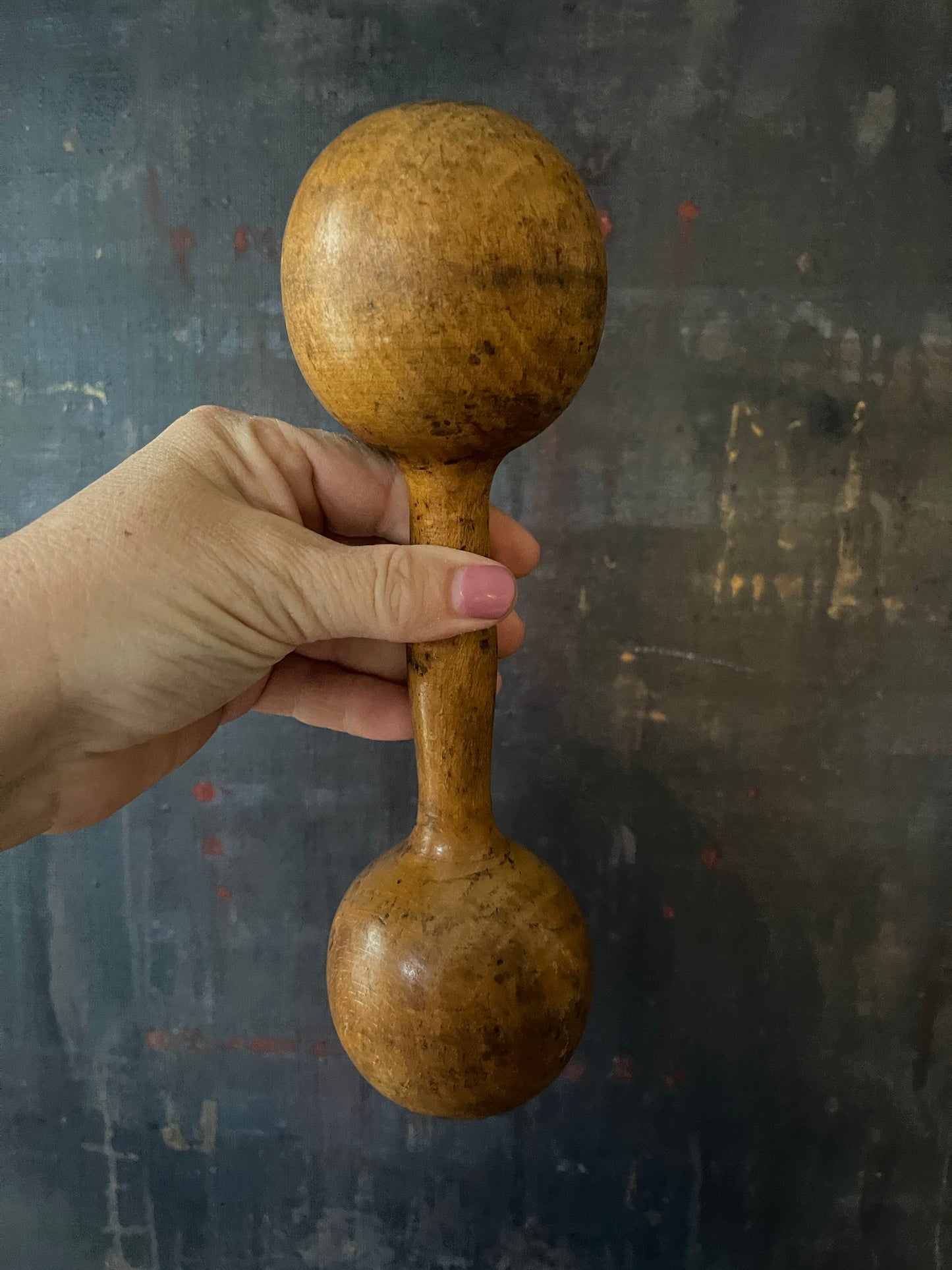 Pair of Antique Wooden Dumbells