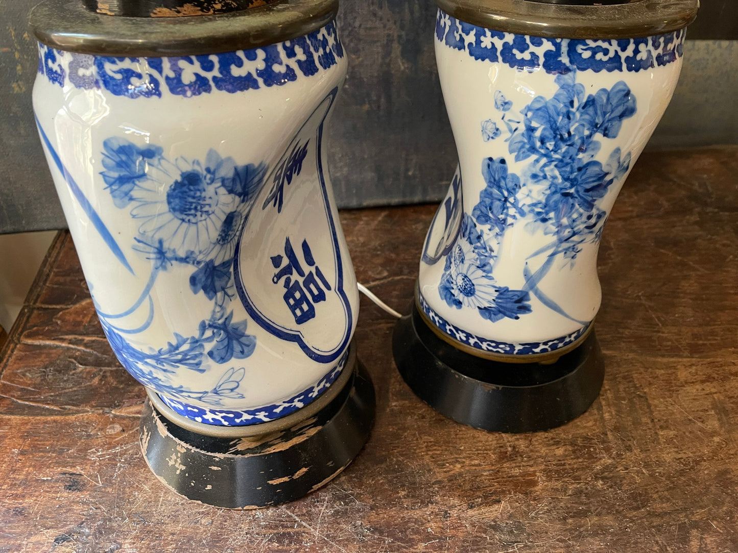 Pair of Vintage Chinese Pillow Table Lamps Grand Millennials