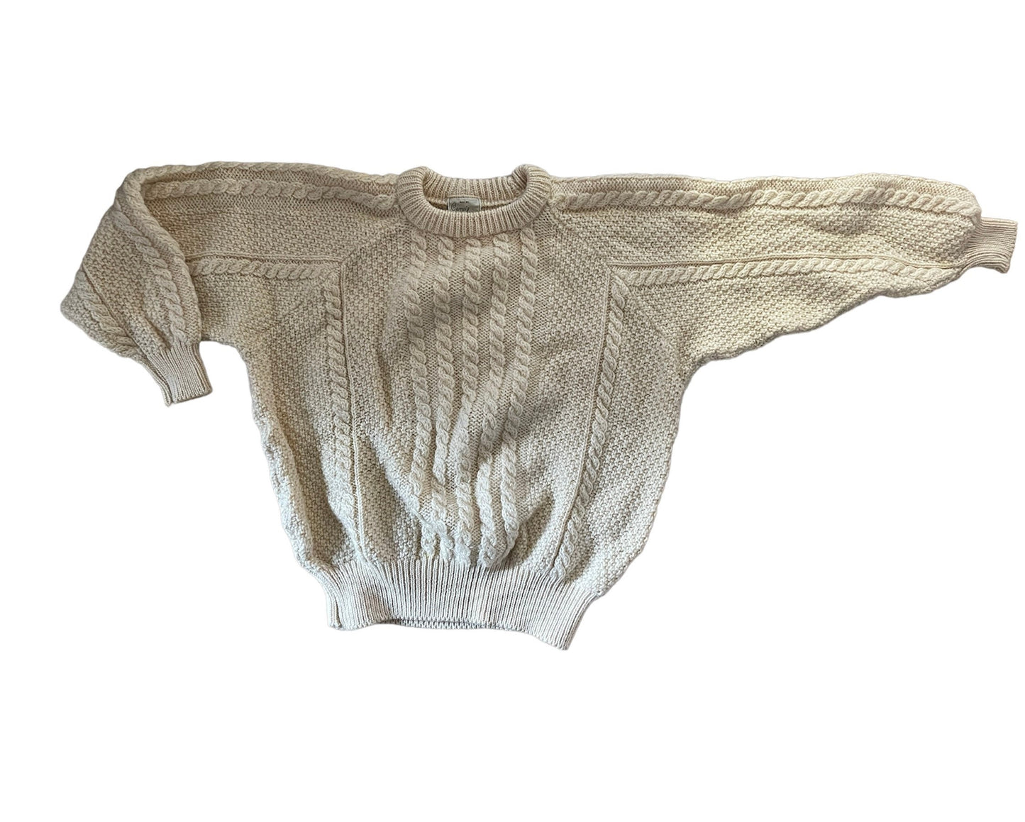 Vintage Irish Wool Cream Cable Knit Oversized Sweater