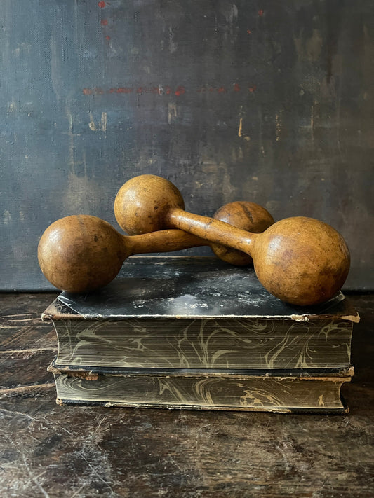 Pair of Antique Wooden Dumbells