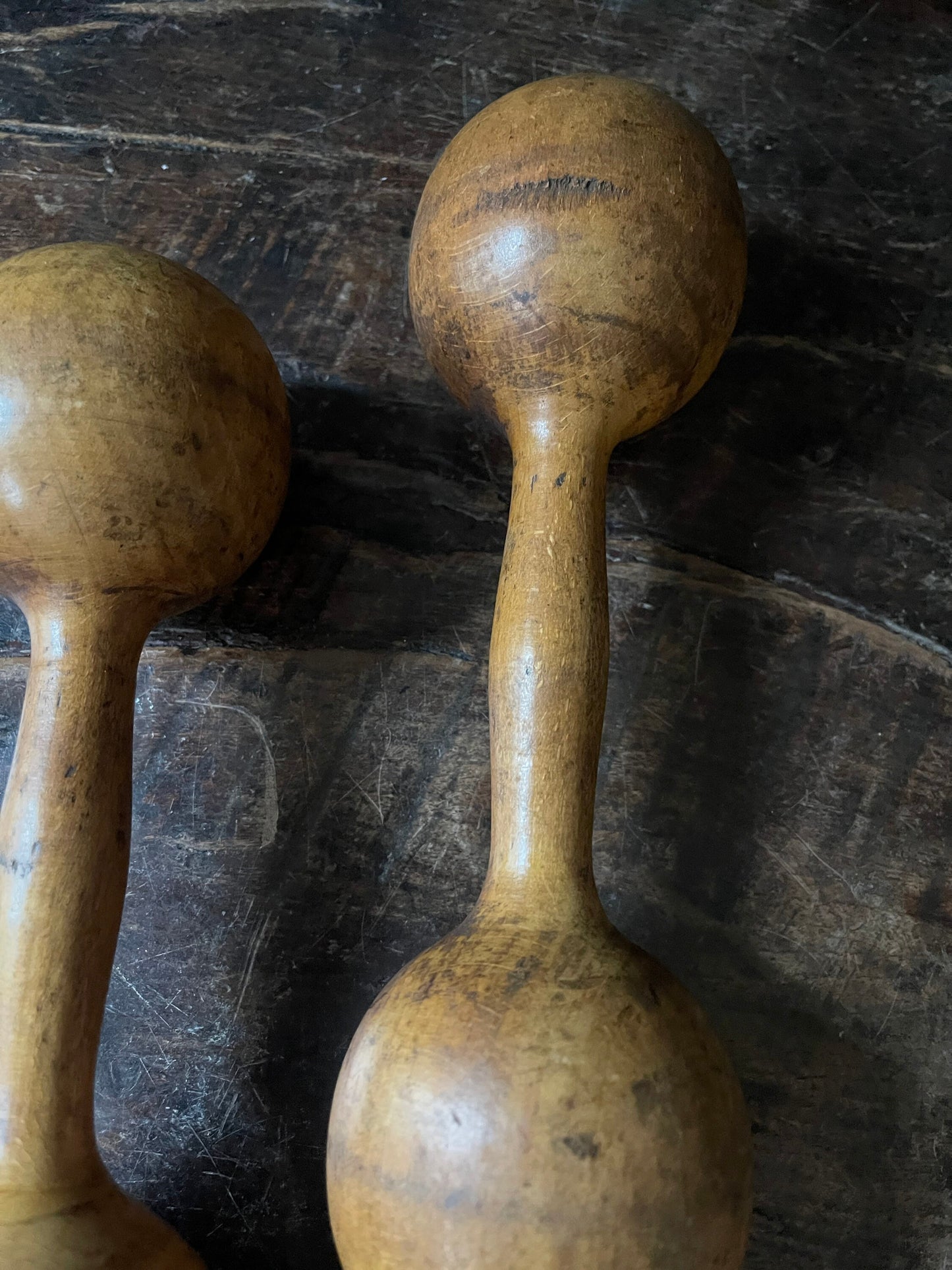 Pair of Antique Wooden Dumbells