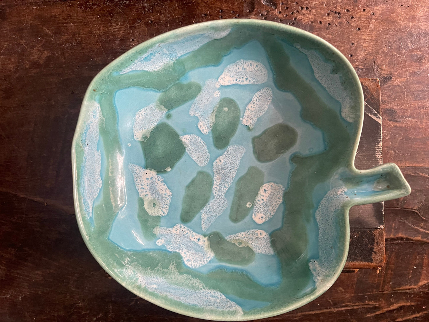 Vintage Blue Drip Glaze Dryden Pottery Apple Bowl