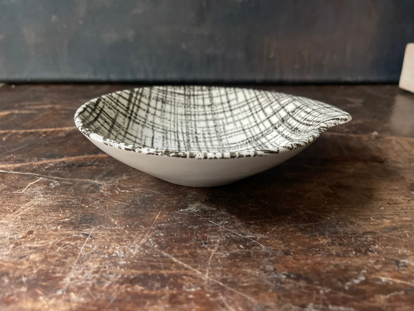 Set of Four (4) Black and White Royal China Bowls in Tweed MCM Kitchen