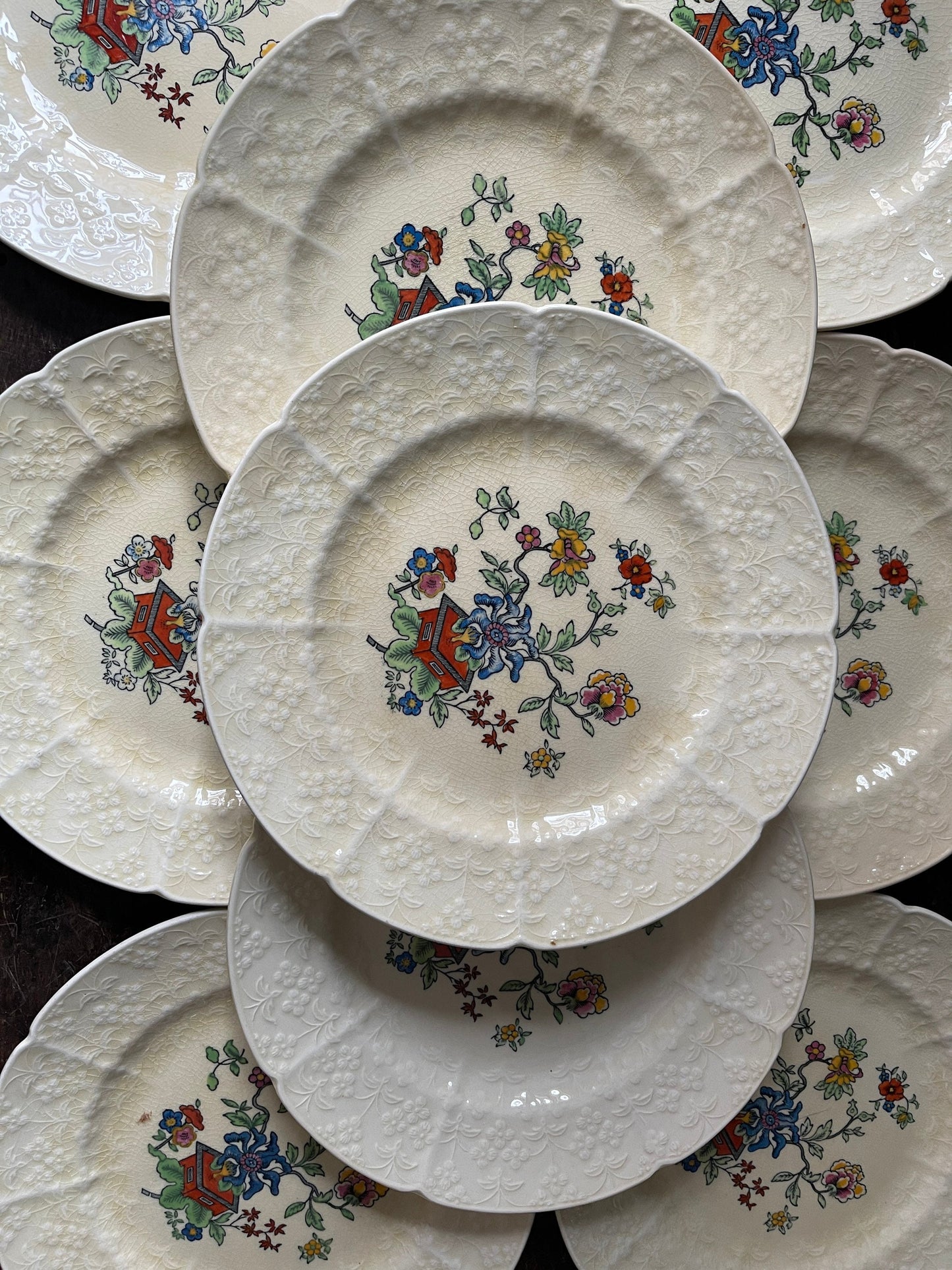 Set of Twelve (12) c1900 Coalport 8 1/8” Indian Tree Pattern Plates