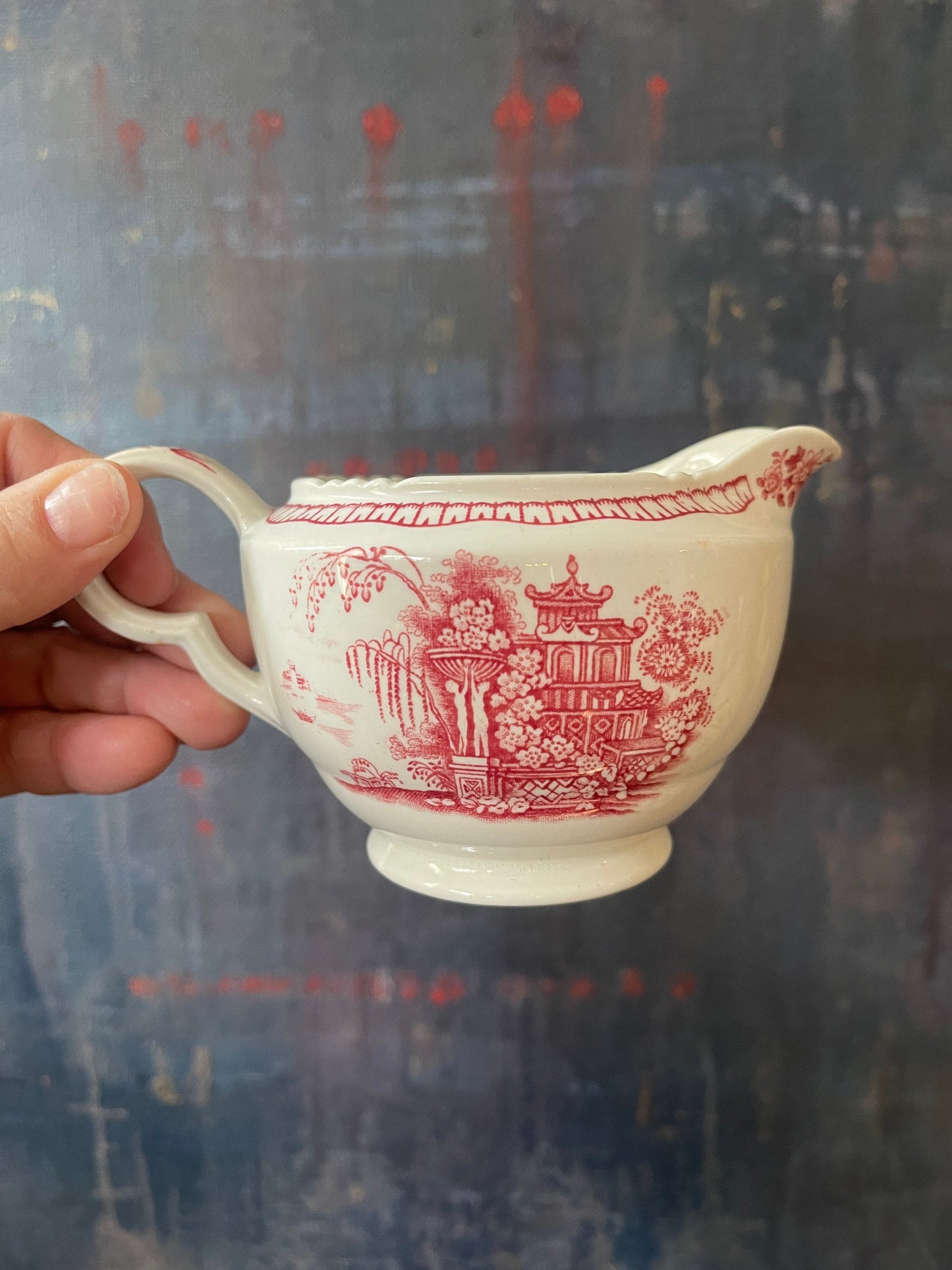 John Maddock & Sons Pink Transferware Creamer