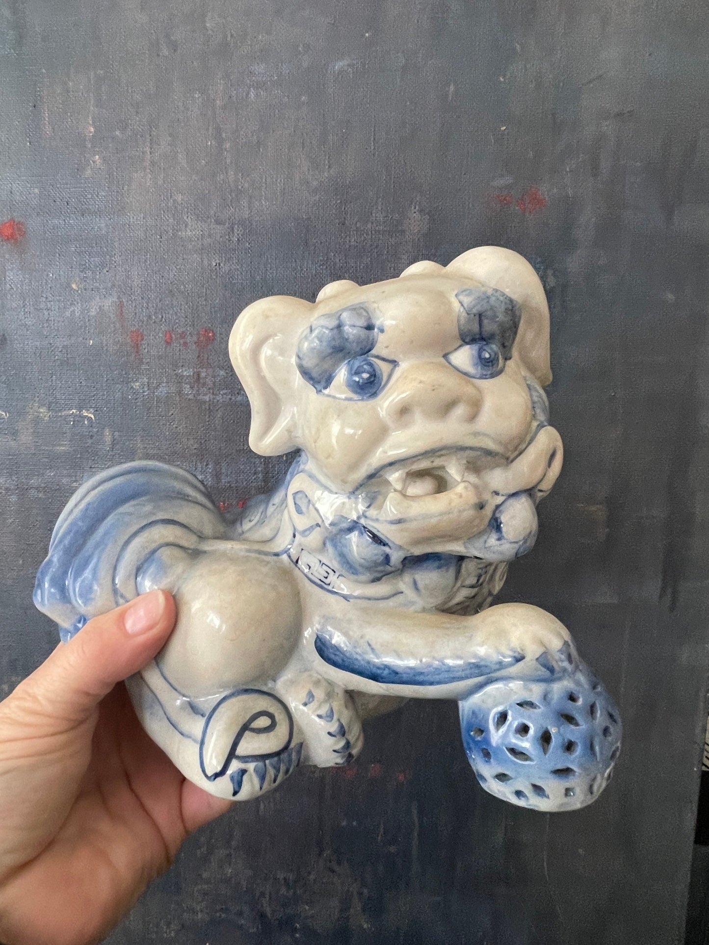 Vintage Blue and White Foo Dog