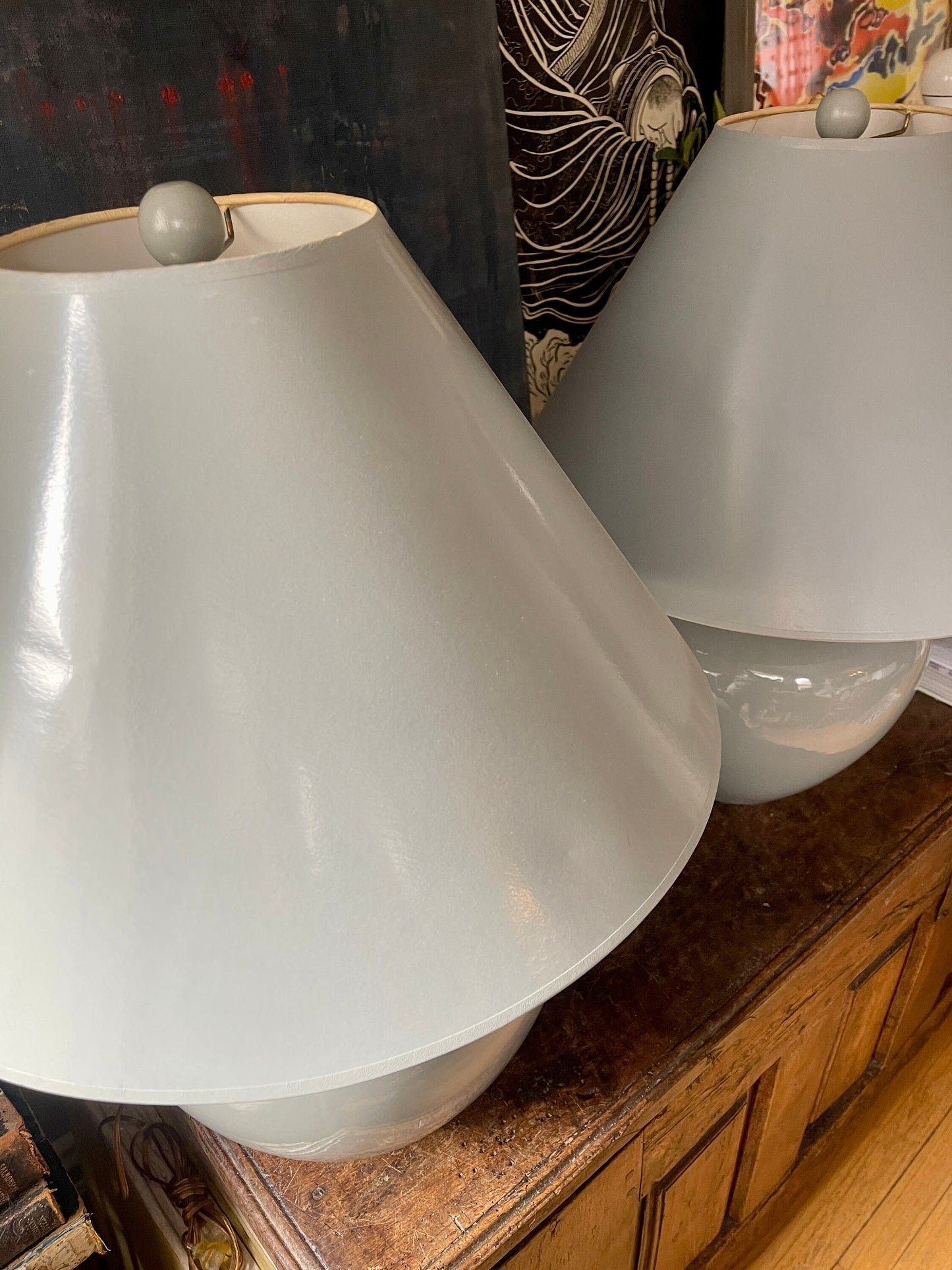 Pair of Vintage Gray Morris Greenspan Ceramic Lamps