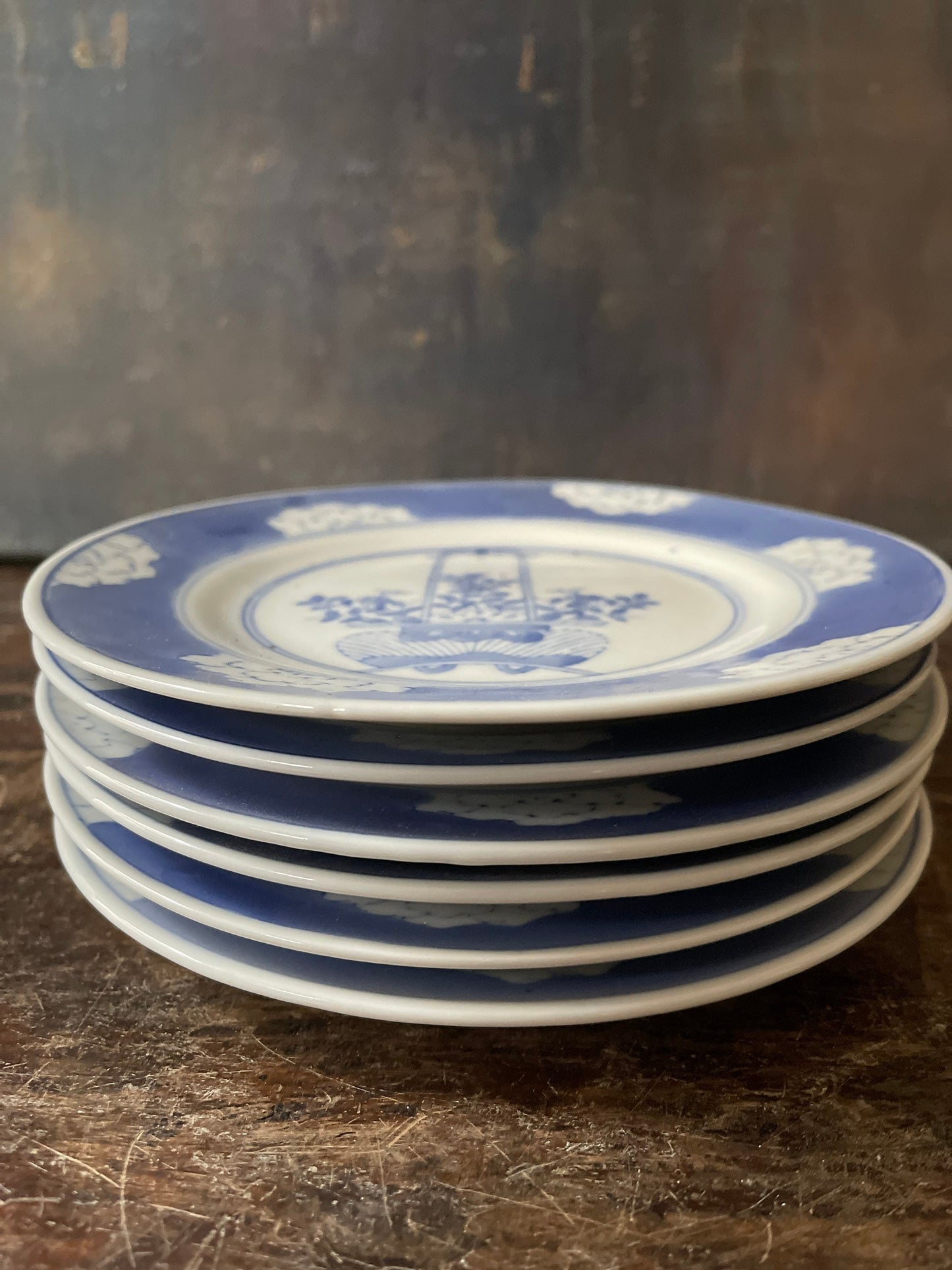 Set of Blue and White Chinoiserie 8 1/8” Plates Grand Millennial Decor