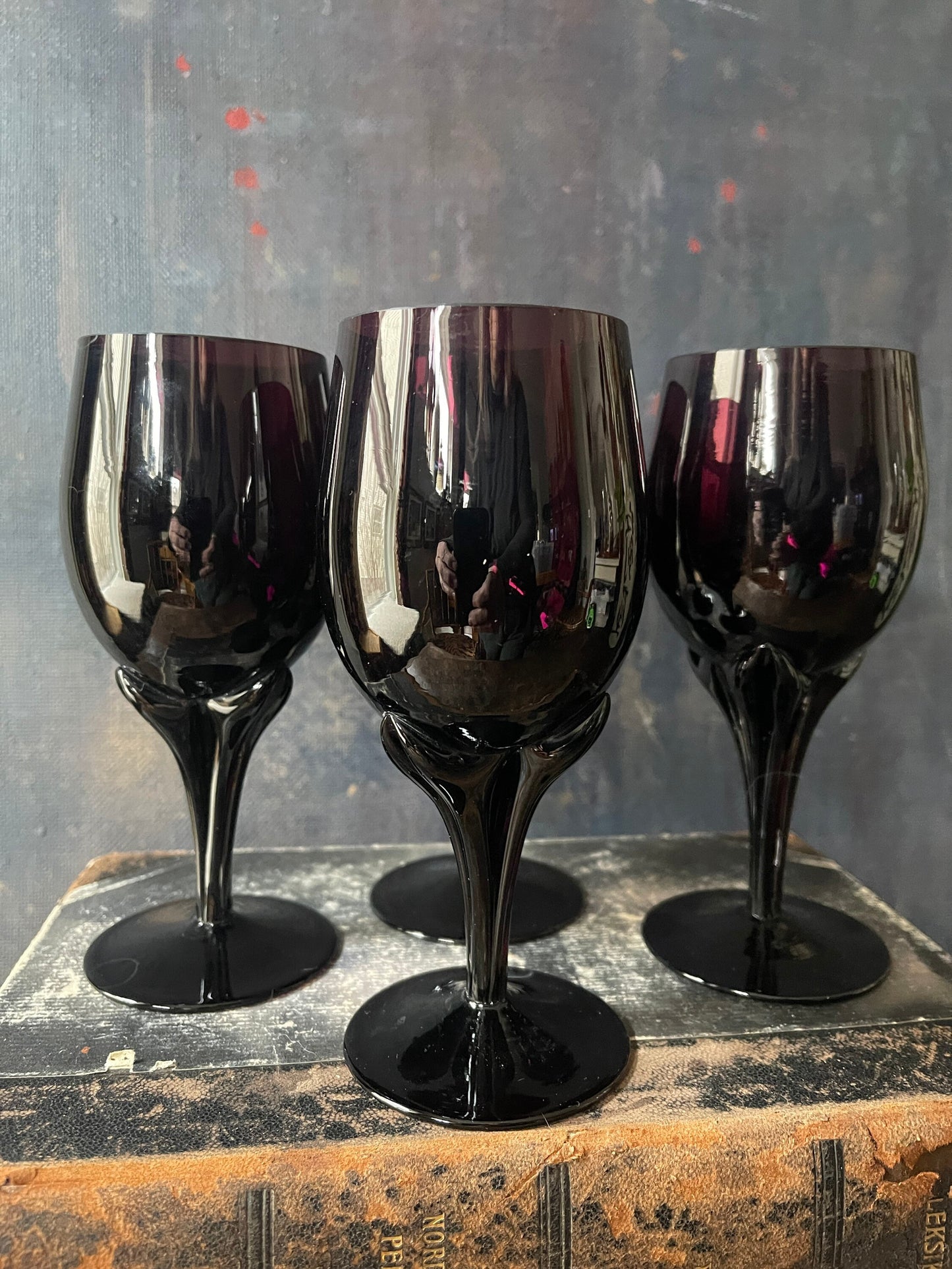 Set of Four (4) Amethyst Wine Glasses