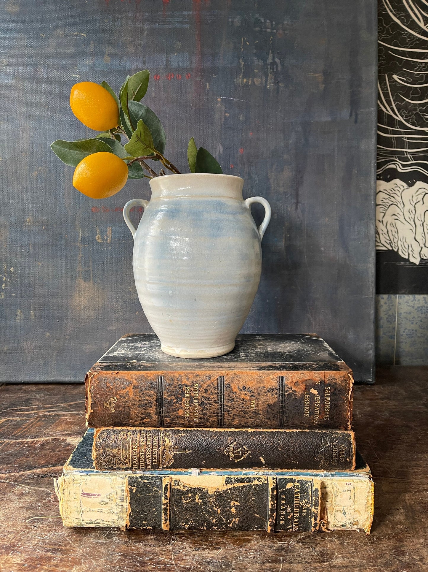 Pale Sky Blue Glazed Studio Pottery Vase