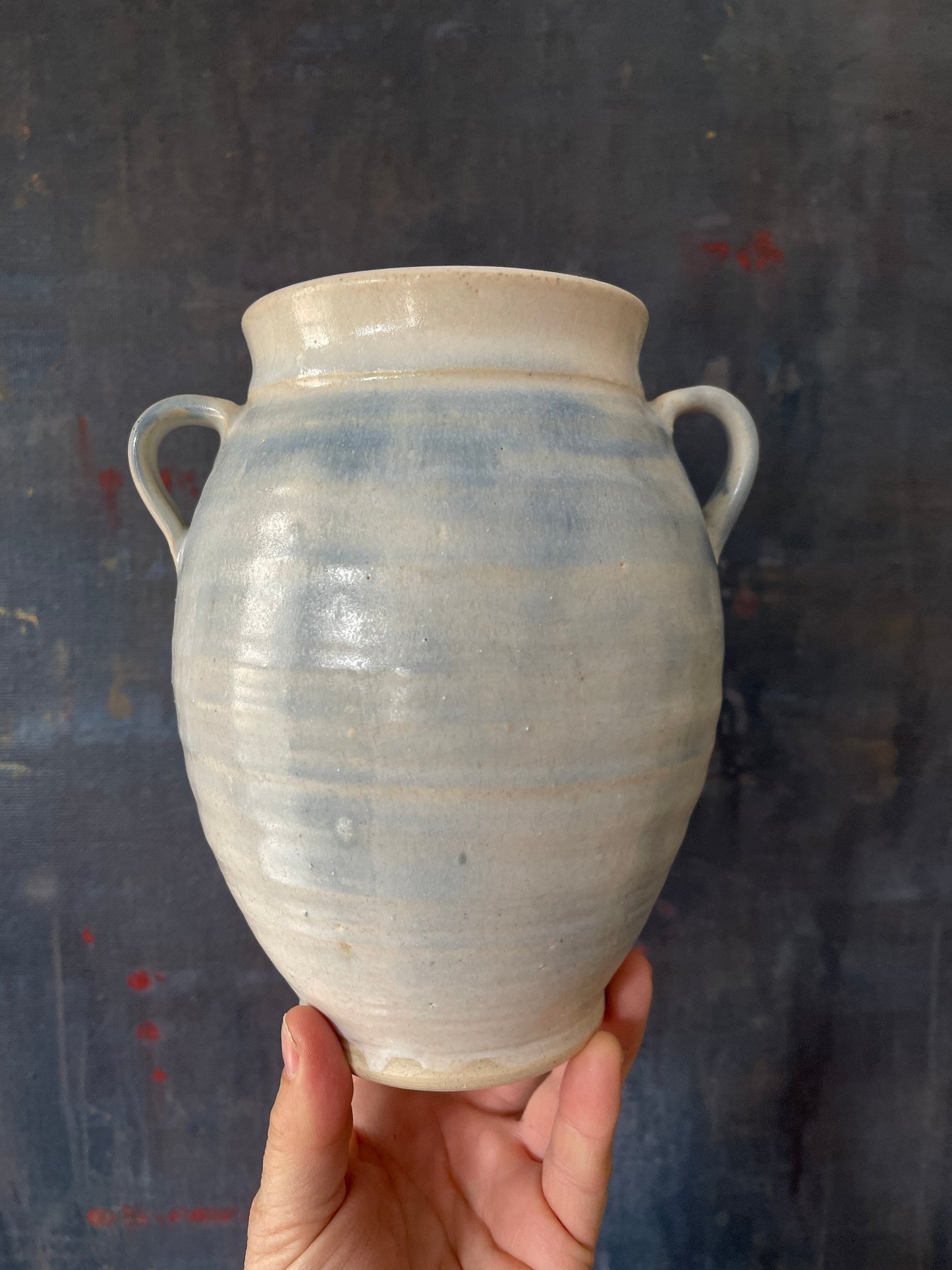 Pale Sky Blue Glazed Studio Pottery Vase