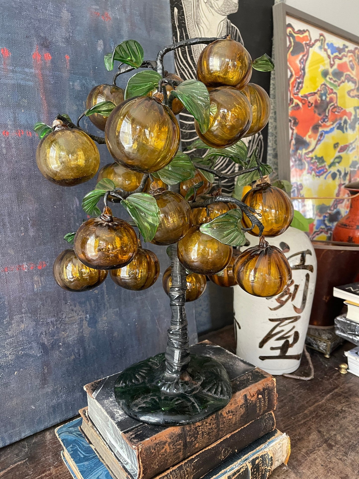 Vintage Large Glass Citrus Tree Chinoiserie Chic