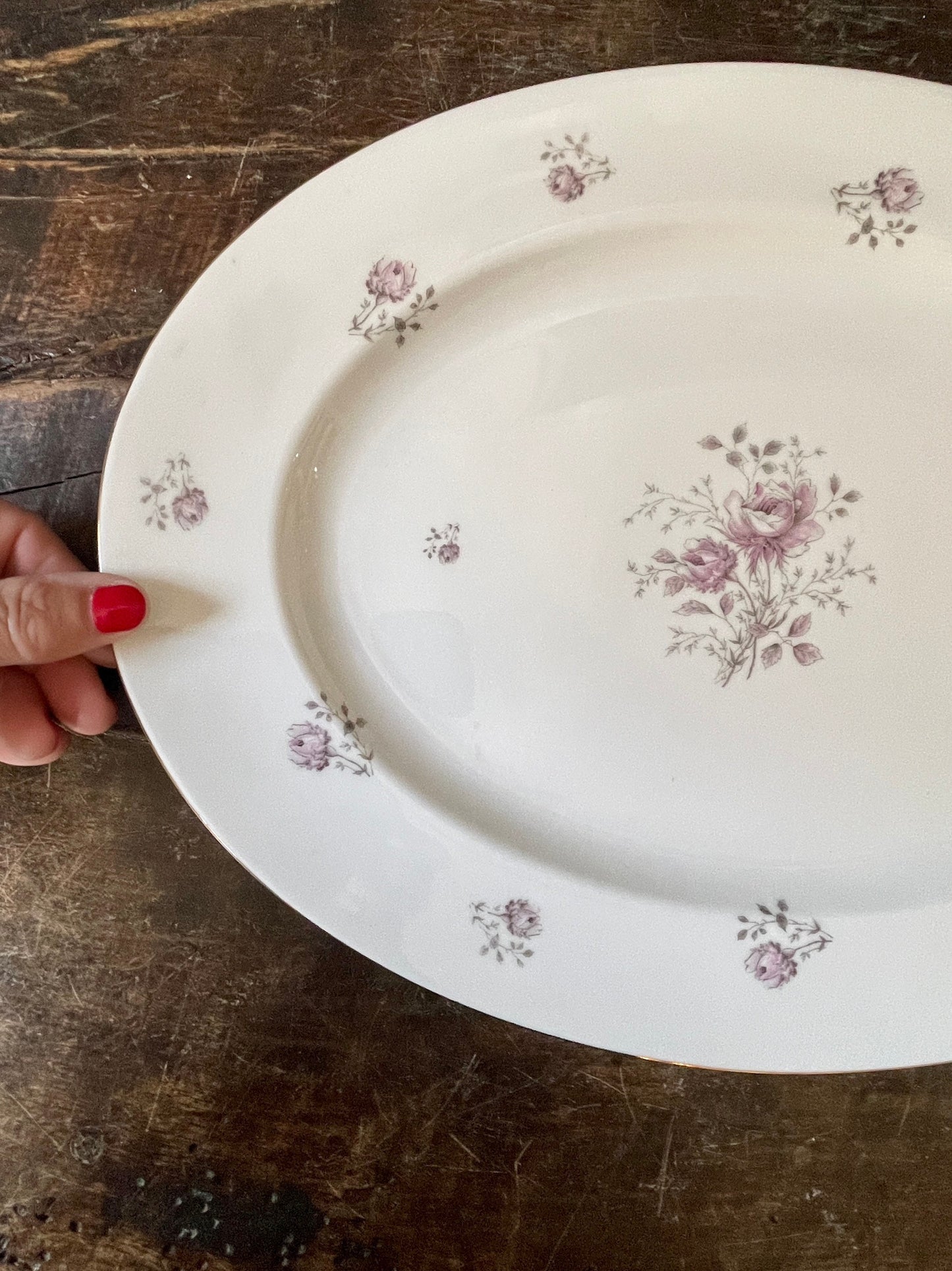 Vintage German Johann Havilland Pink Floral Platter