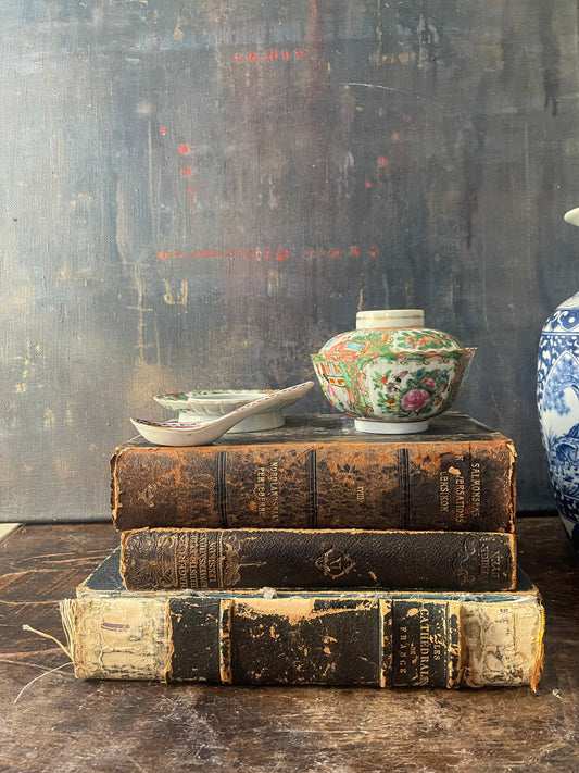 Antique Chinese Famille Rose Lidded Bowl with Stand