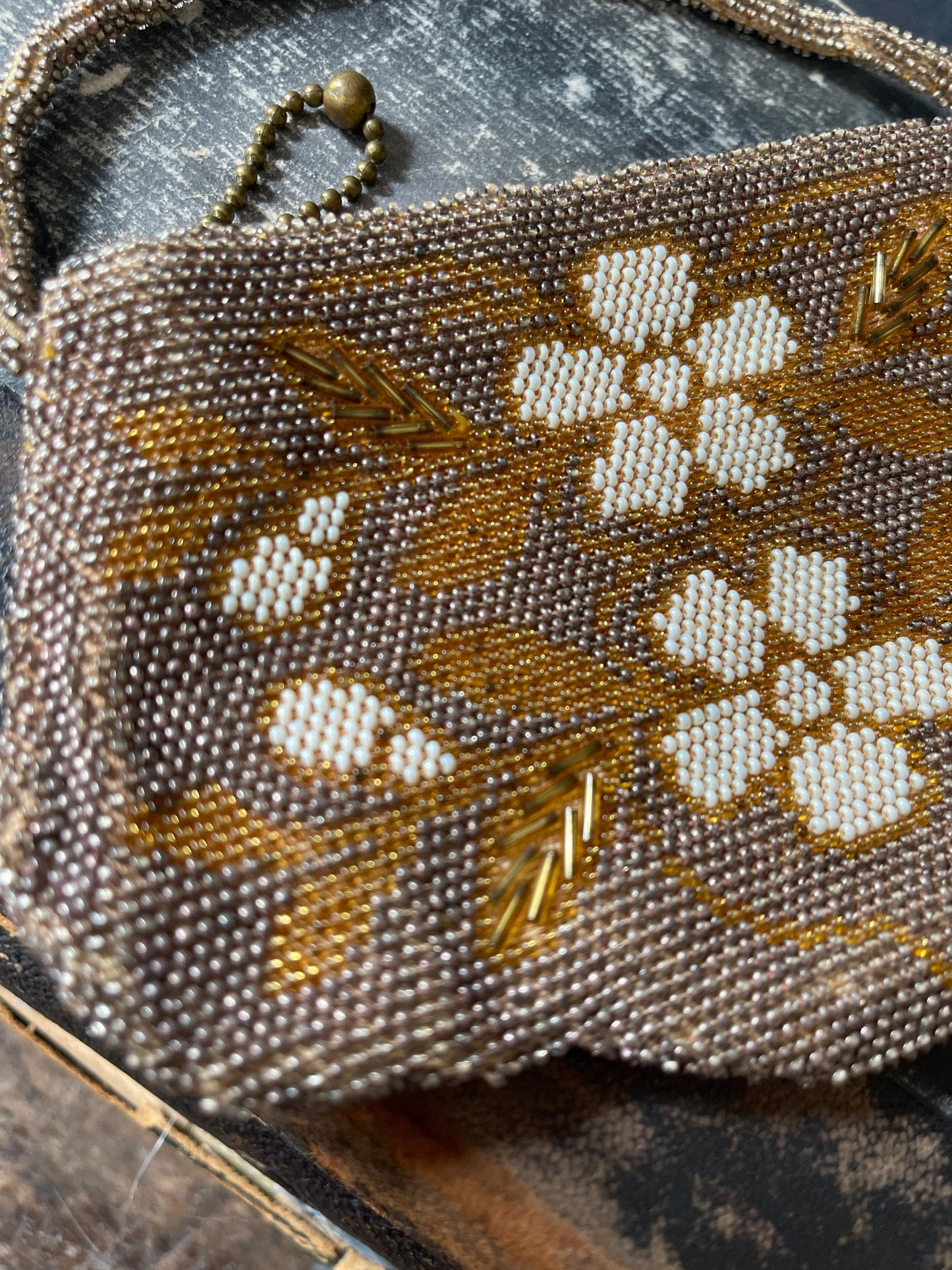 Vintage Czechoslovakian Beaded Handbag Wristlet