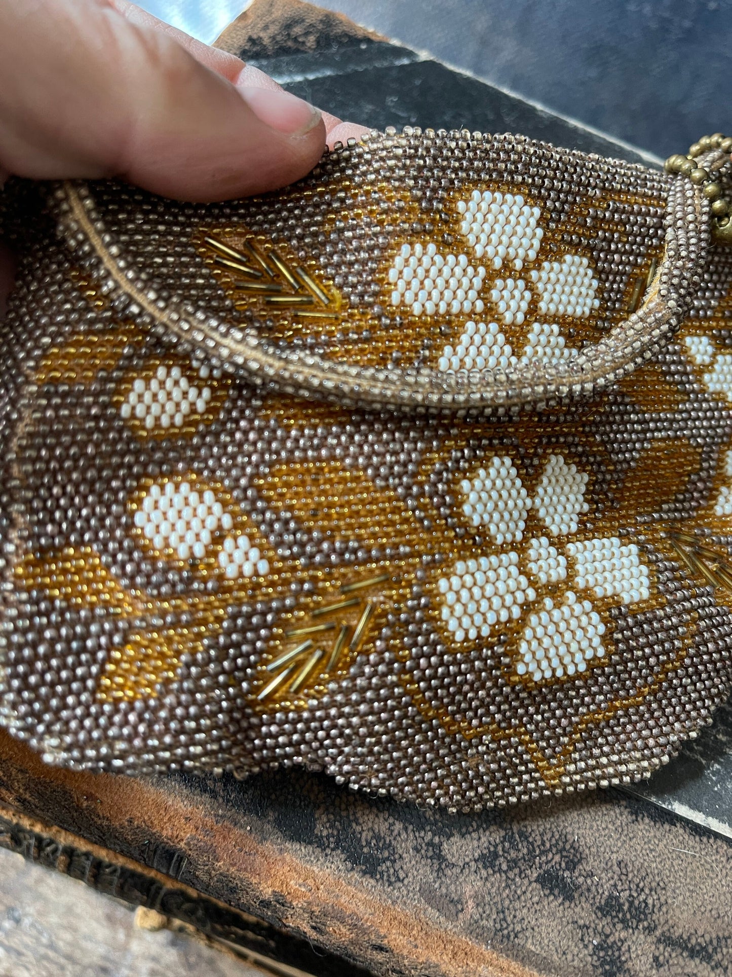 Vintage Czechoslovakian Beaded Handbag Wristlet