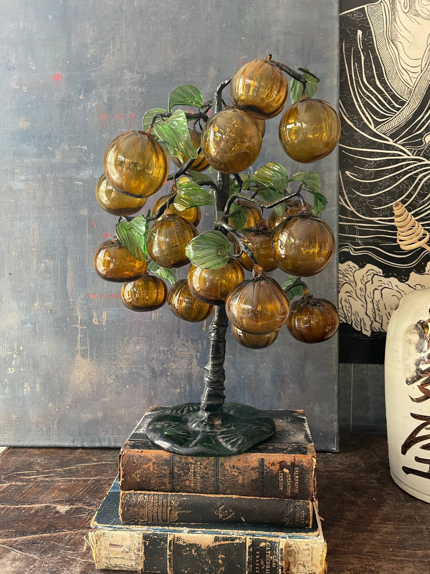 Vintage Large Glass Citrus Tree Chinoiserie Chic