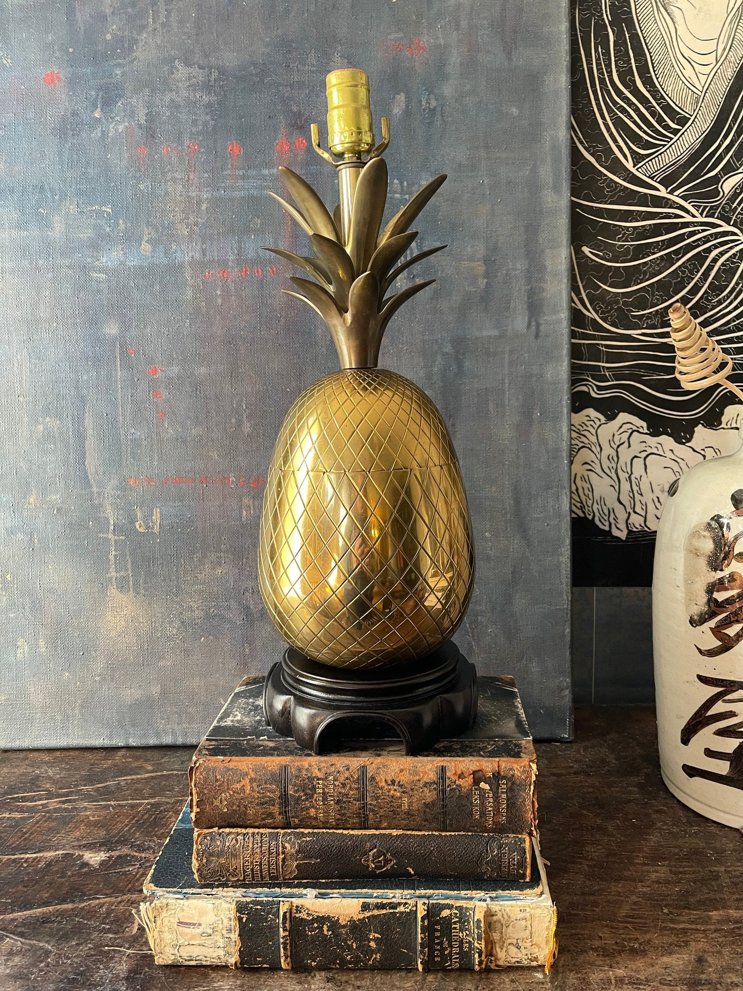 Vintage Brass Pineapple Table Lamp