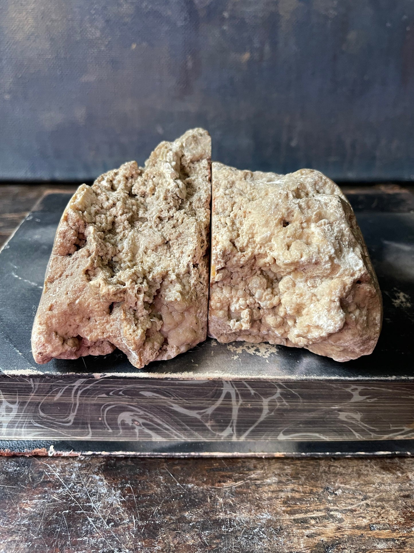 Pair of Asian Stone Geode Bookends