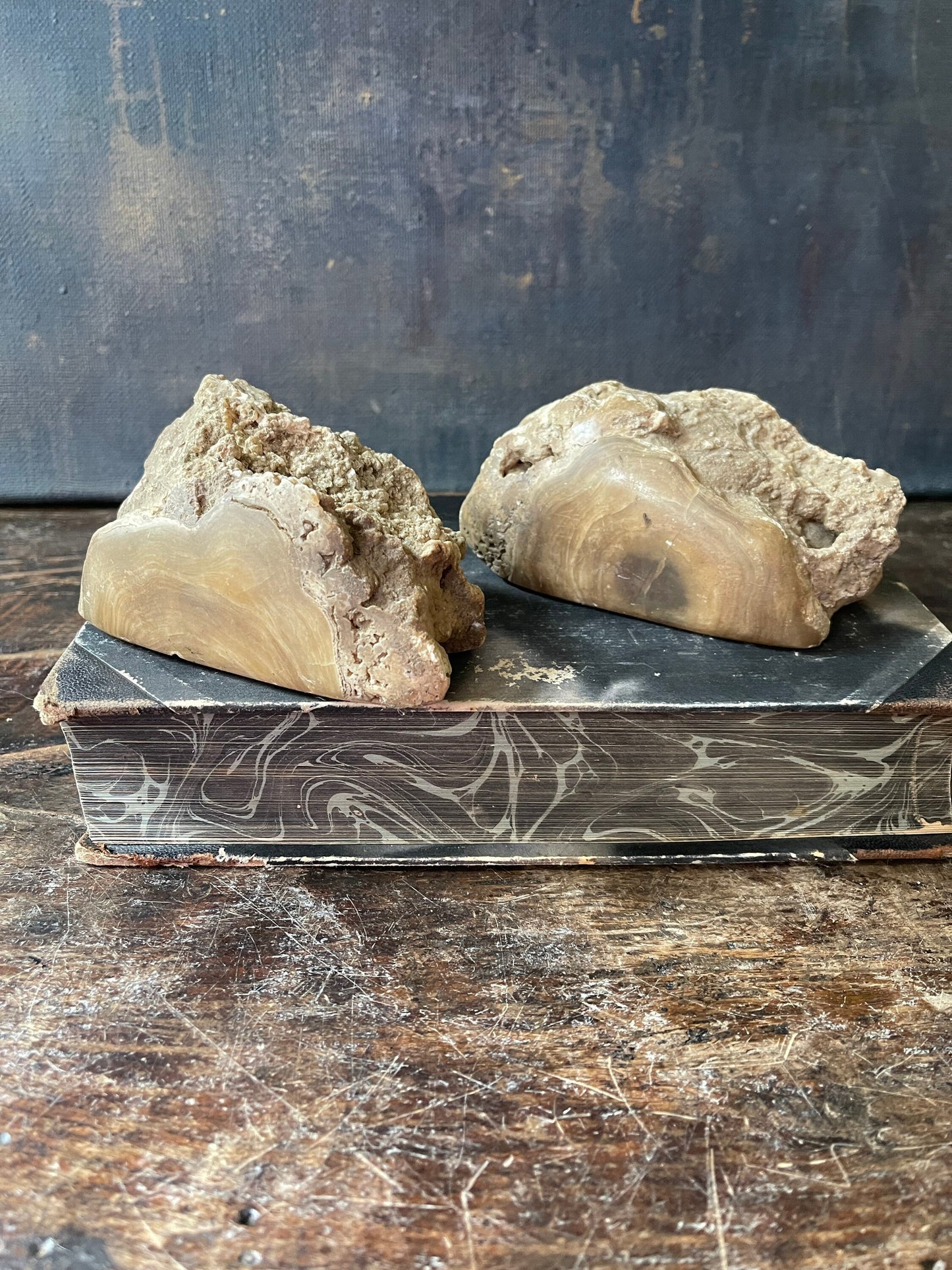 Pair of Asian Stone Geode Bookends