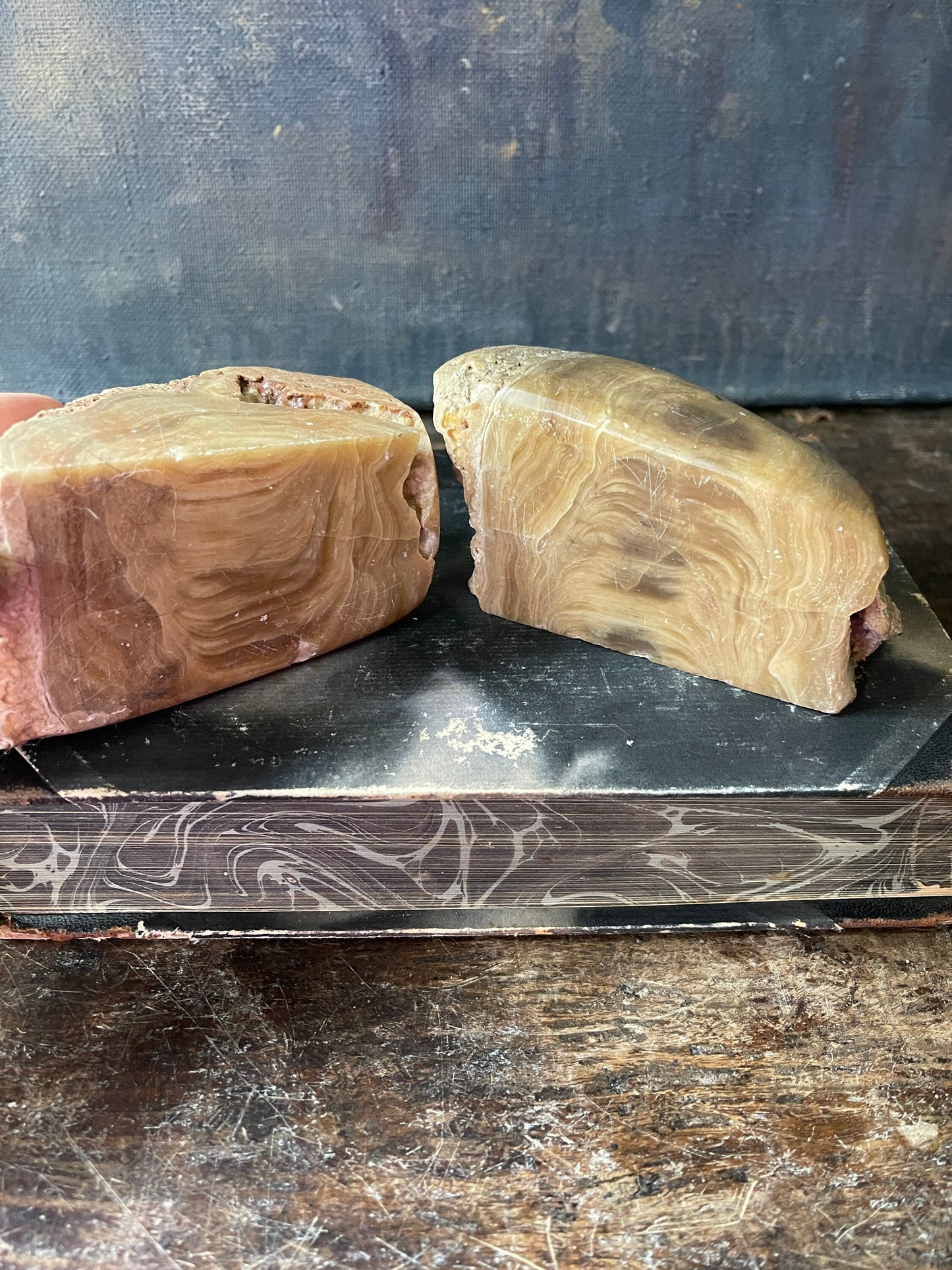 Pair of Asian Stone Geode Bookends