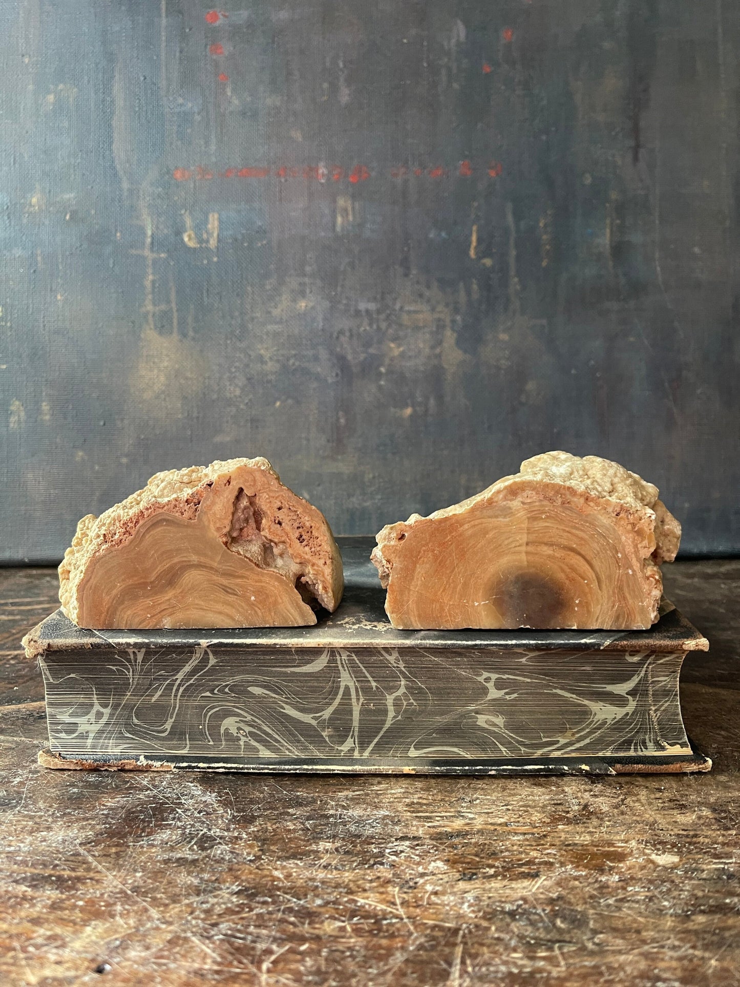 Pair of Asian Stone Geode Bookends