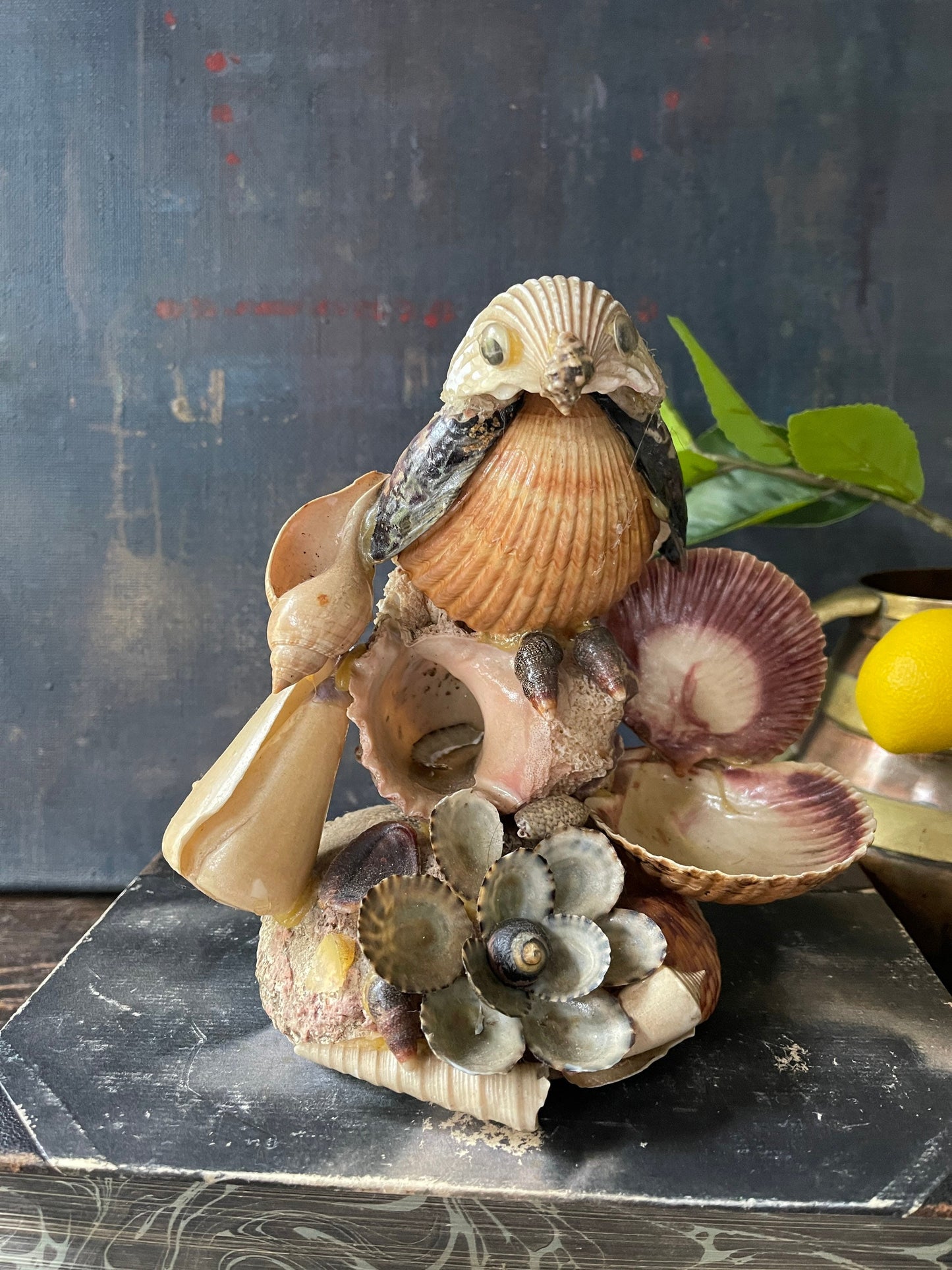 Vintage Seashell Statue of Bird