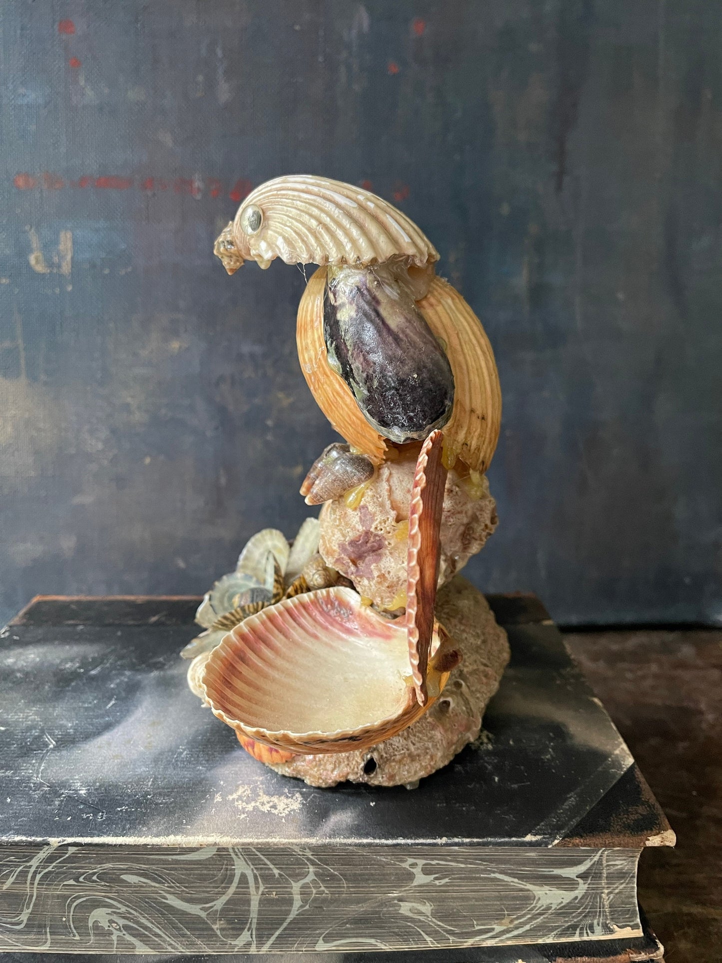 Vintage Seashell Statue of Bird