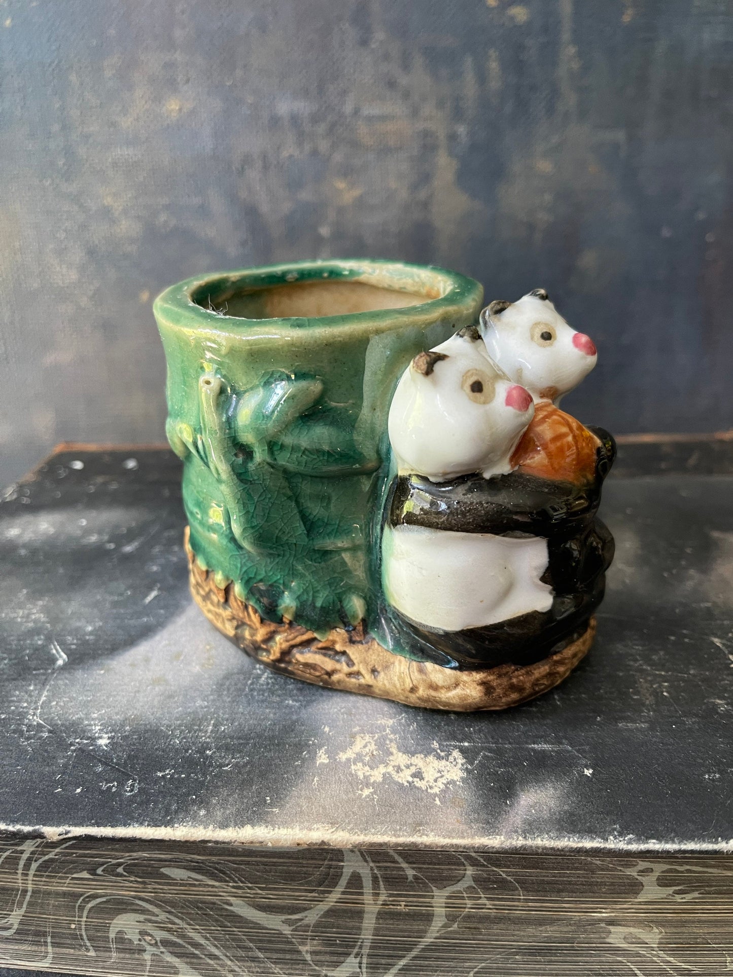 Vintage Asian Panda Bear Small Indoor Planter