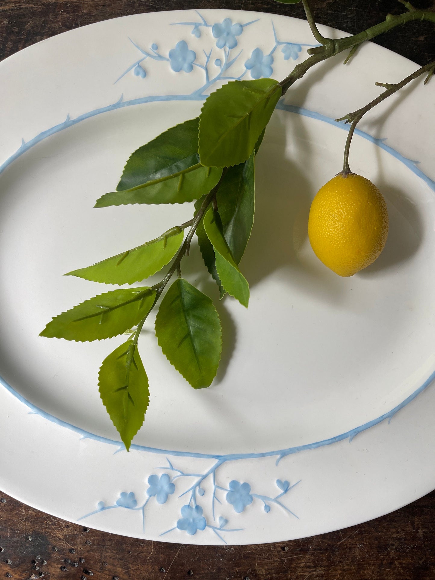 Large 15” Platter Spode Blanche de Chine Cherry Blossom English Ironstone Grand Millennial Decor