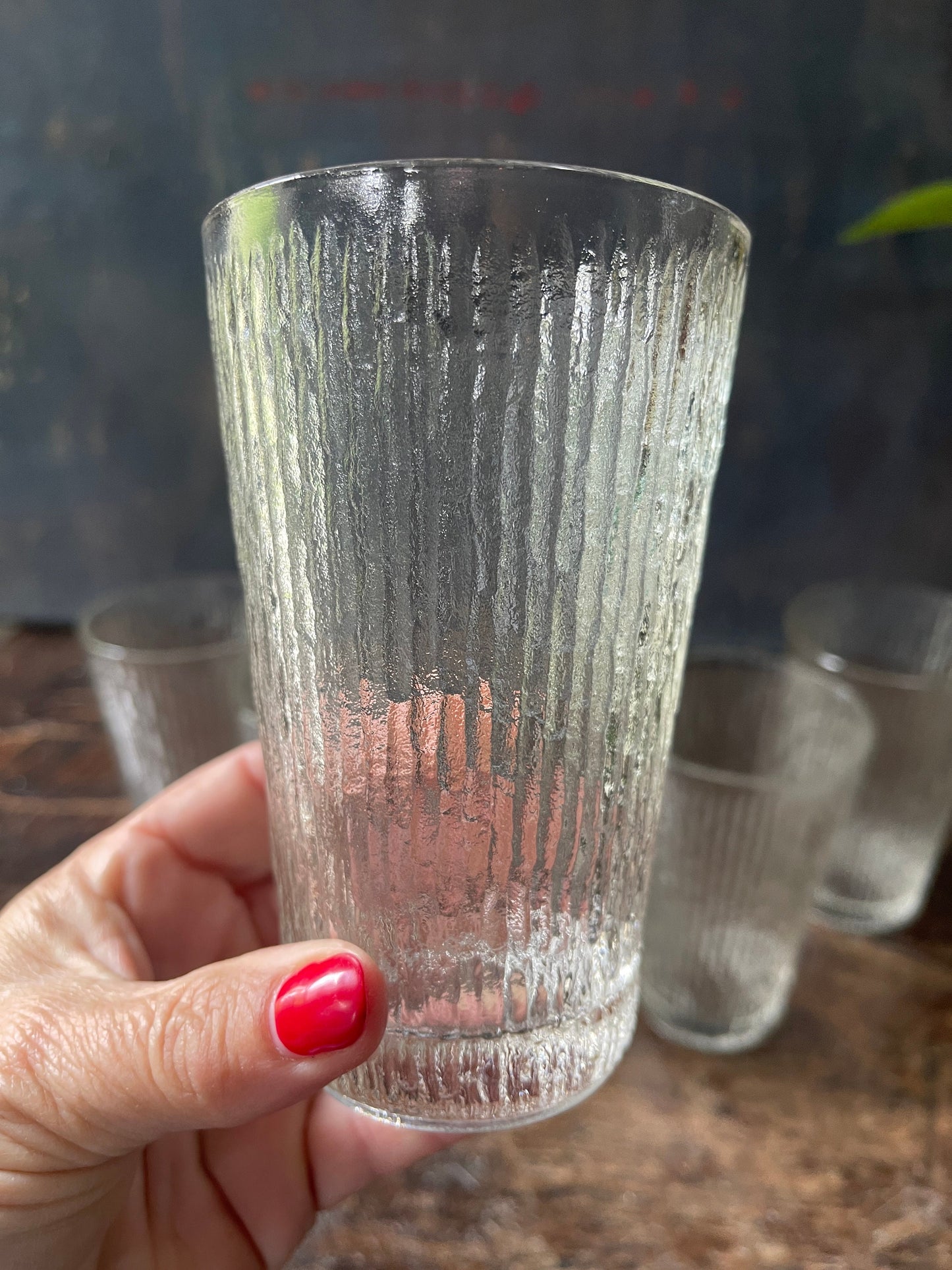 Set of Four (4) MCM Bamboo Glass Tumblers