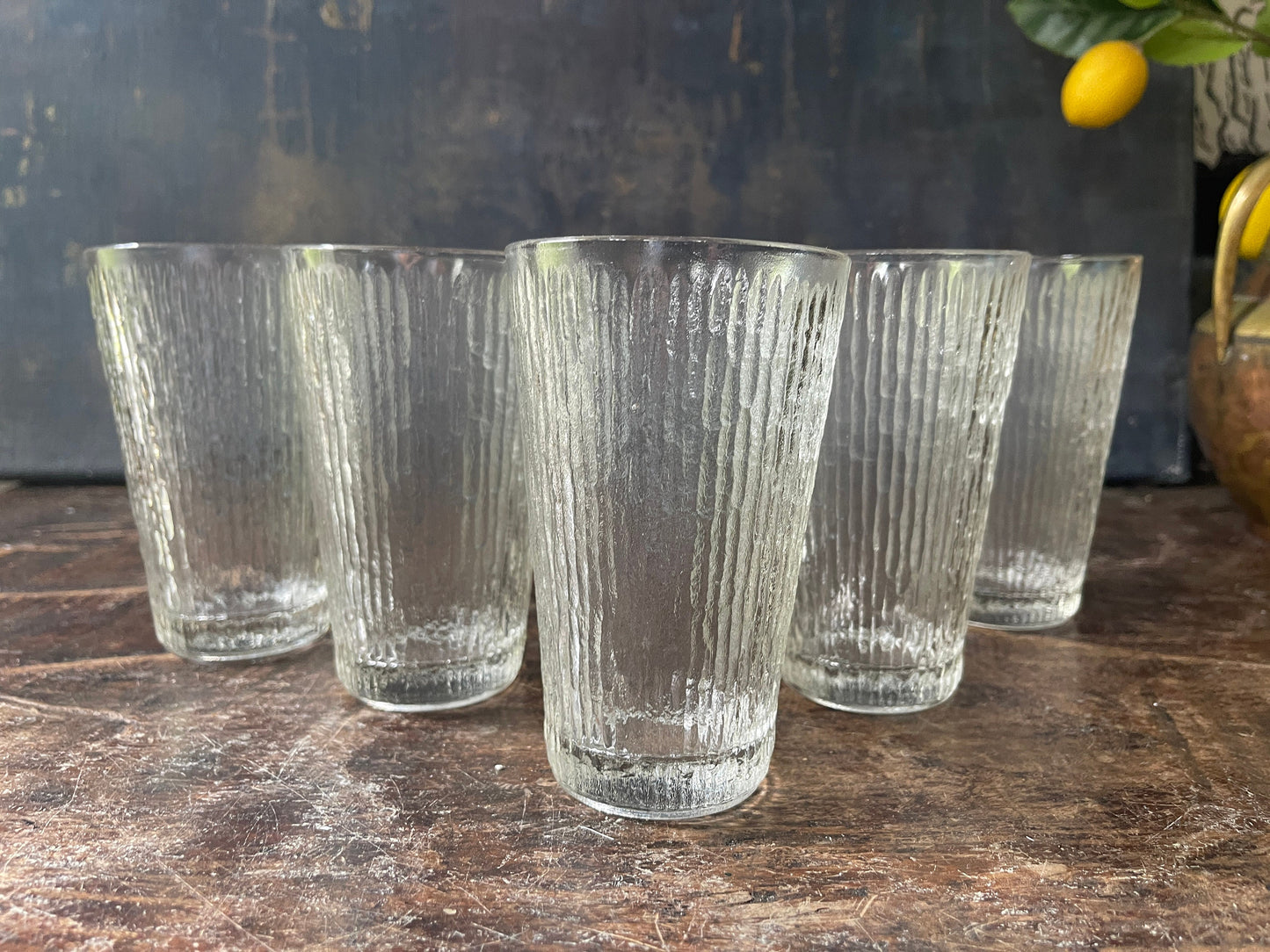 Set of Four (4) MCM Bamboo Glass Tumblers