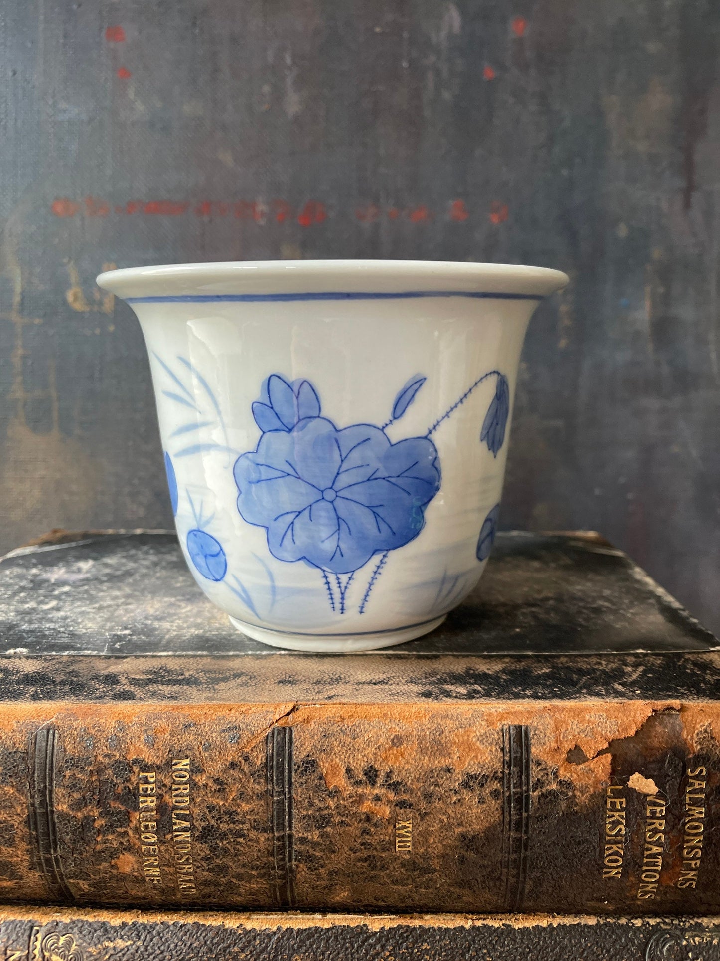 Small Blue and White Chinoiserie Planter Coastal Chic