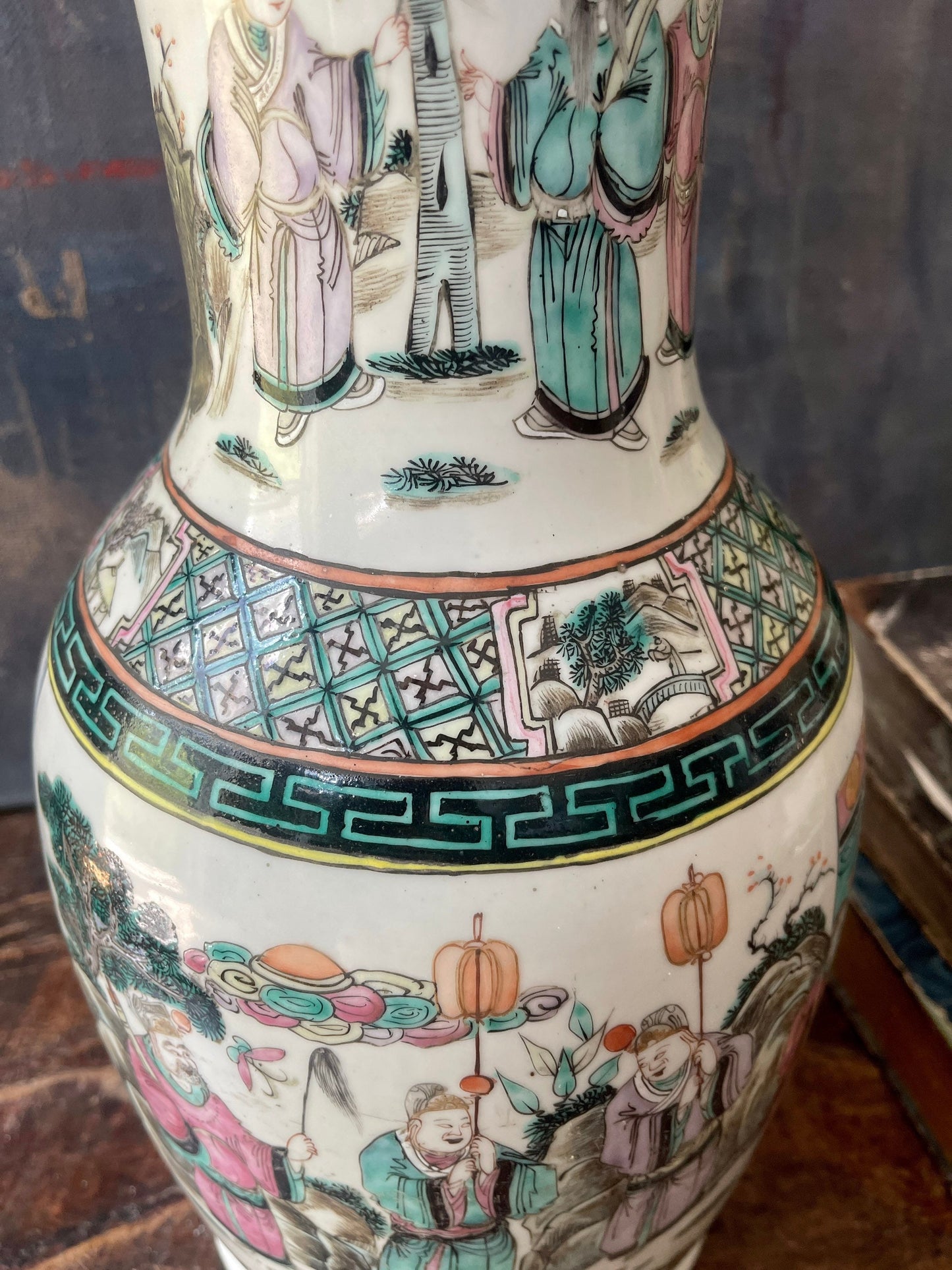 Large Vintage 17” Famille Rose Chinese Vase