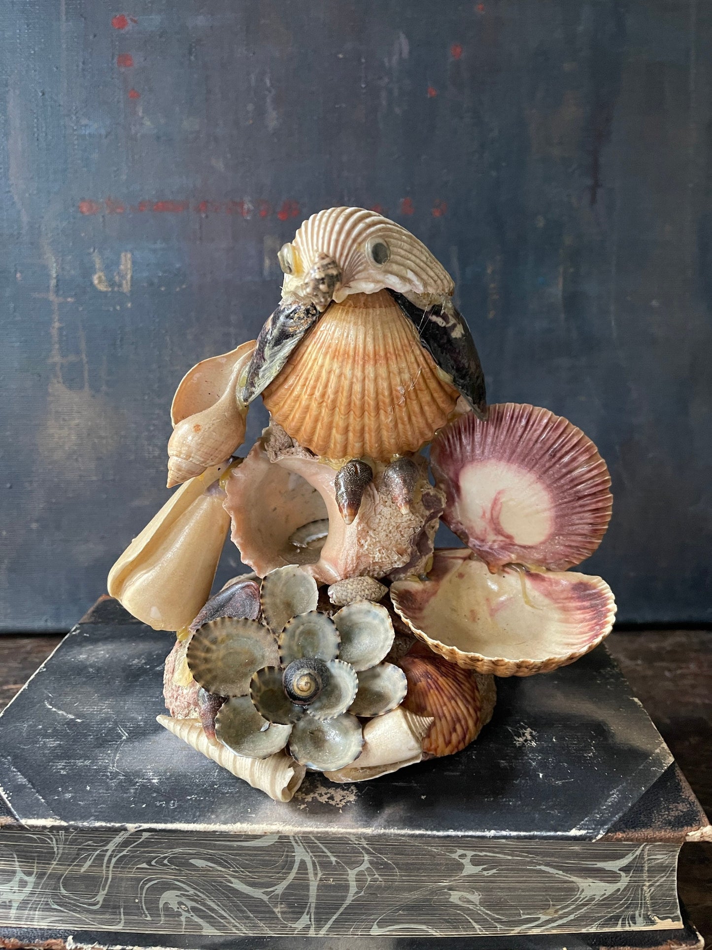 Vintage Seashell Statue of Bird