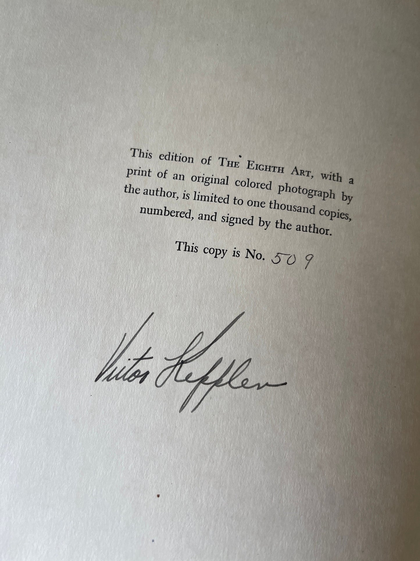 1938 Signed Edition of The Eighth Art by Victor Keppler