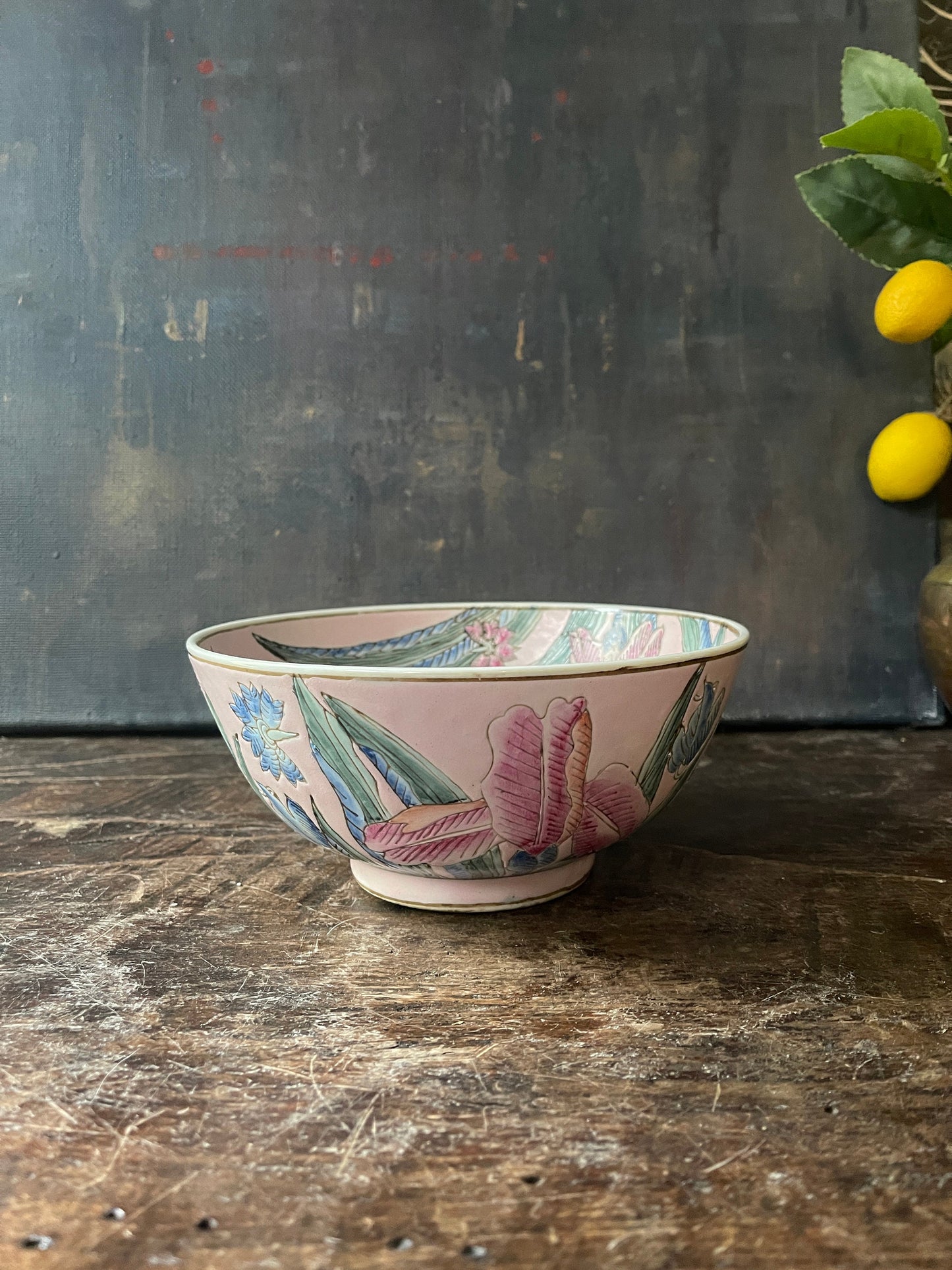 1980s Pink Asian Bowl