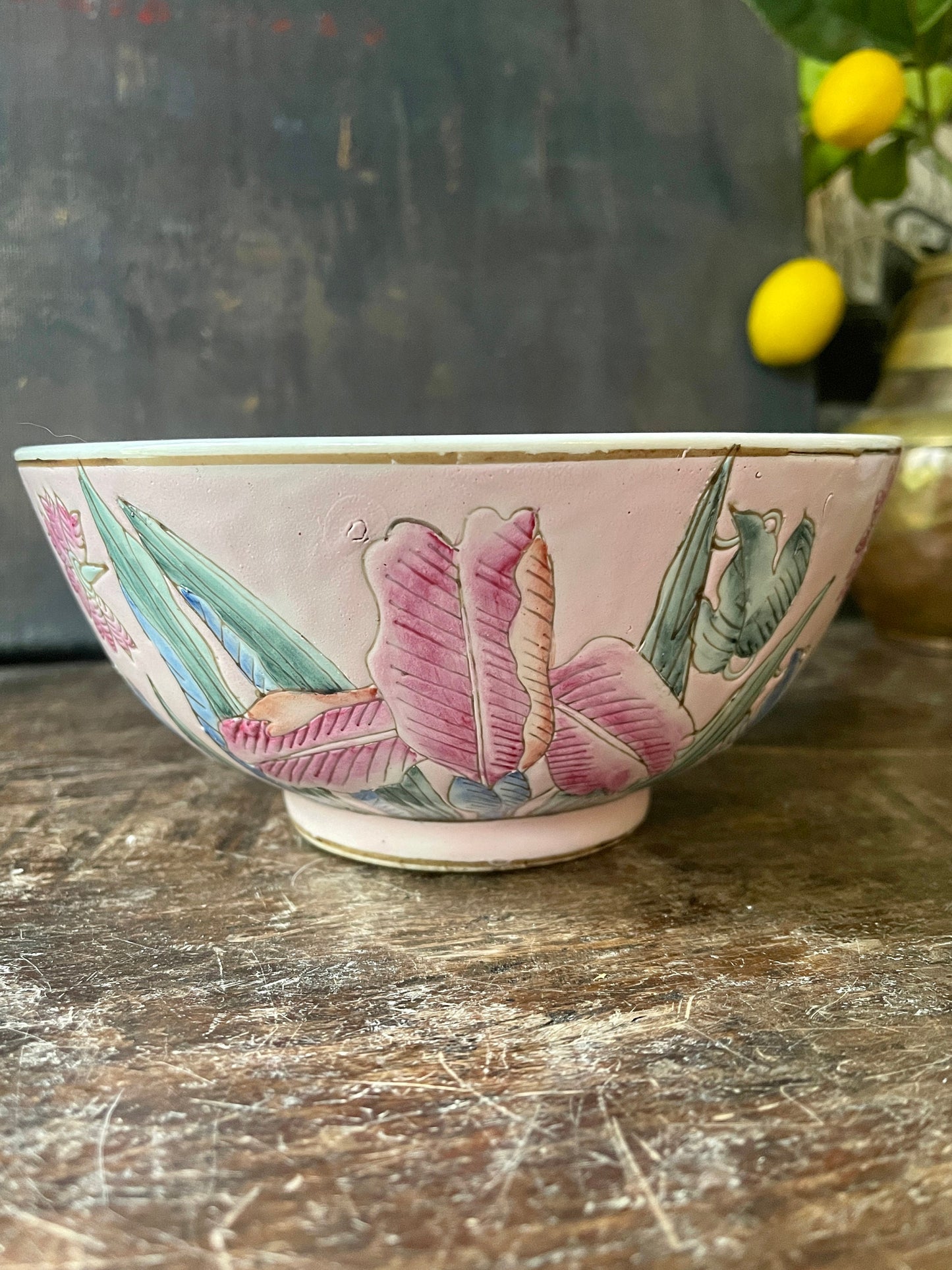 1980s Pink Asian Bowl