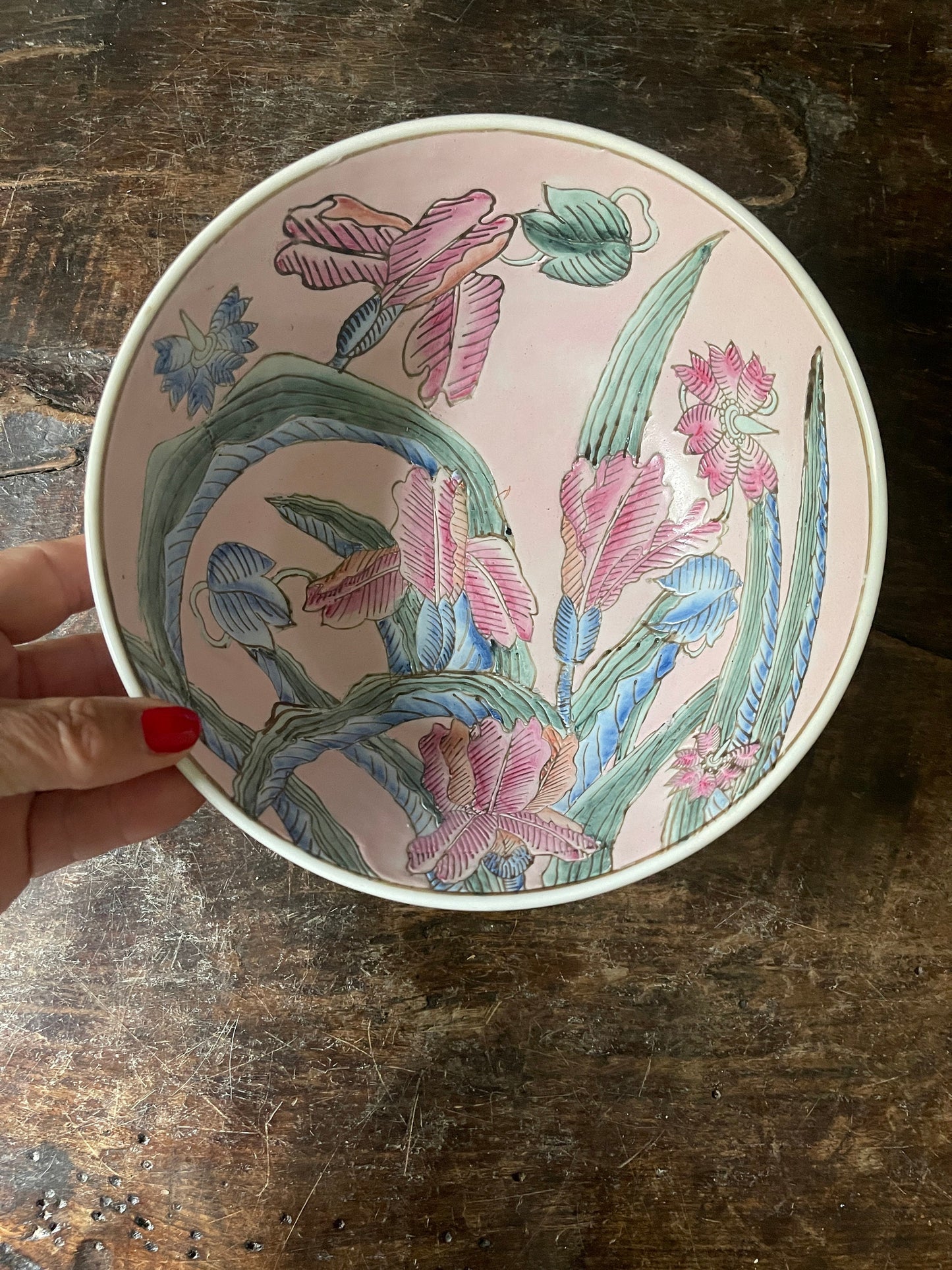 1980s Pink Asian Bowl