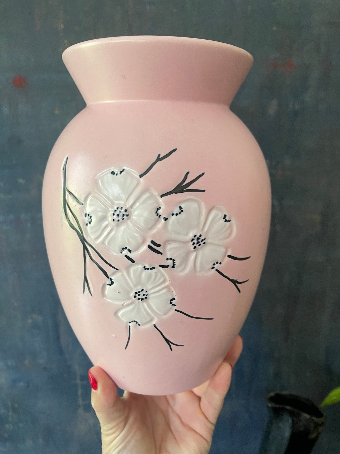 Vintage McCoy Pale Pink with Dogwood Blooms Vase