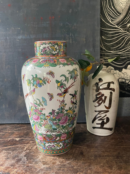 Large Oversized Vintage Chinese Famille Rose Vase