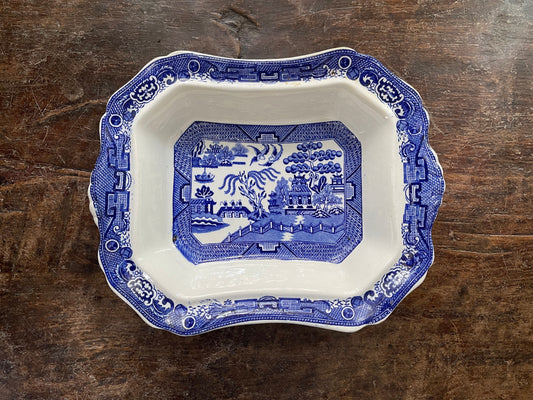 Vintage Allerton England Blue Willow Square Dish