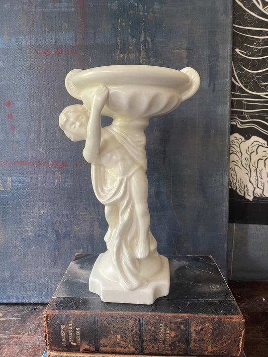 Vintage 12.25” White Haeger Classical Sculpture Greek Goddess Plant Compote