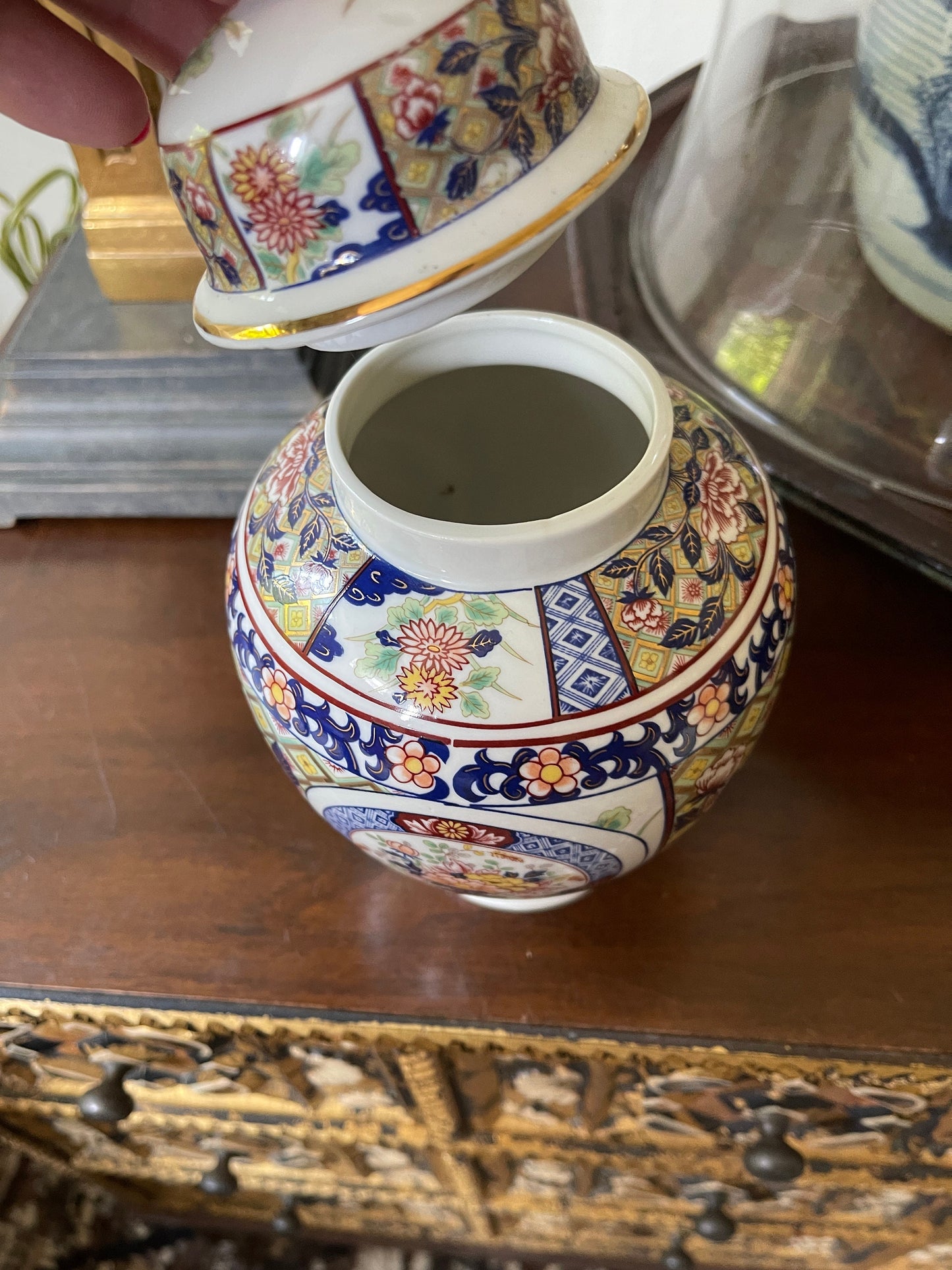 Vintage Japanese Imari Style Ginger Jar