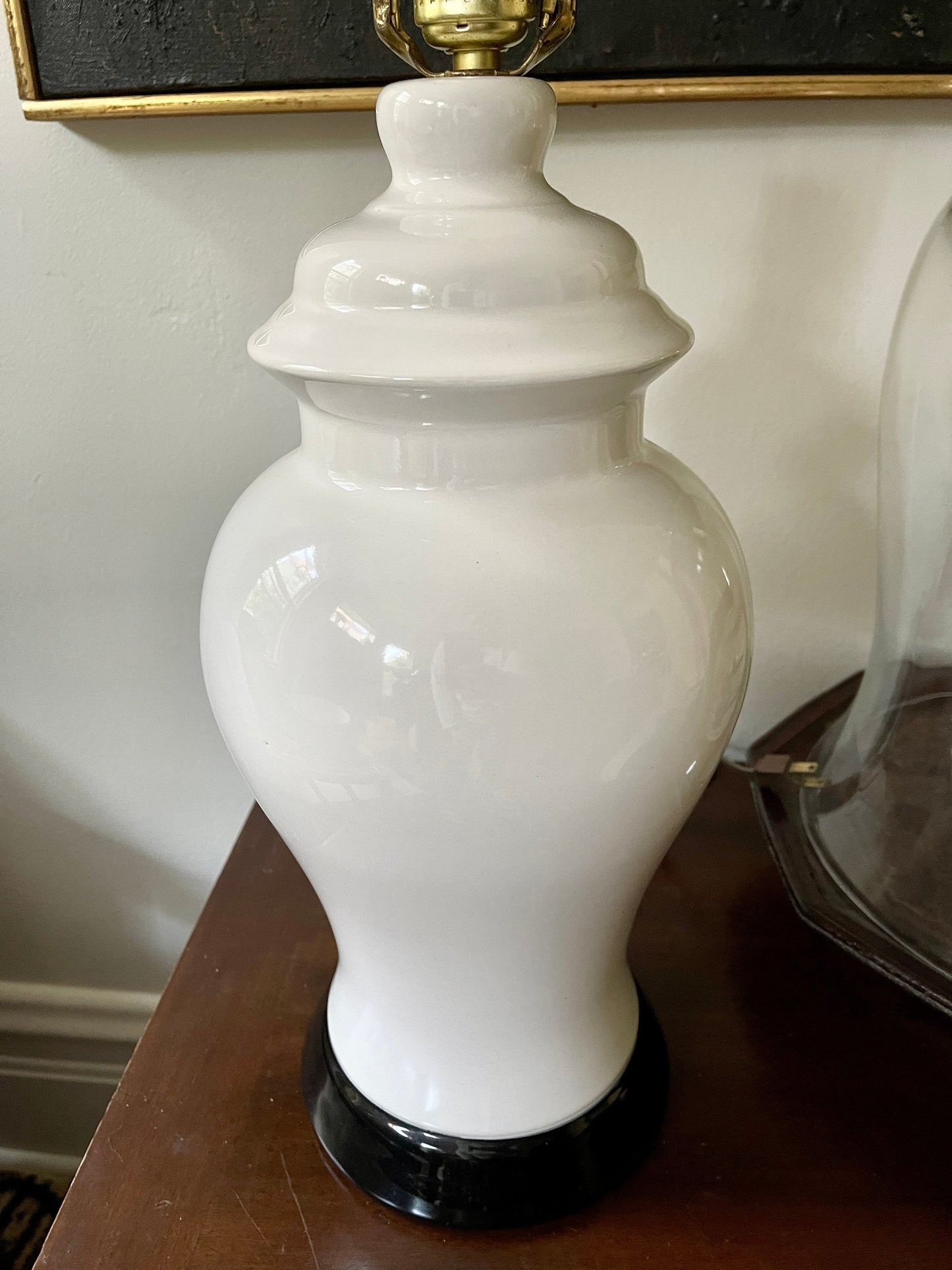 Vintage Black and White Ginger Jar Lamp