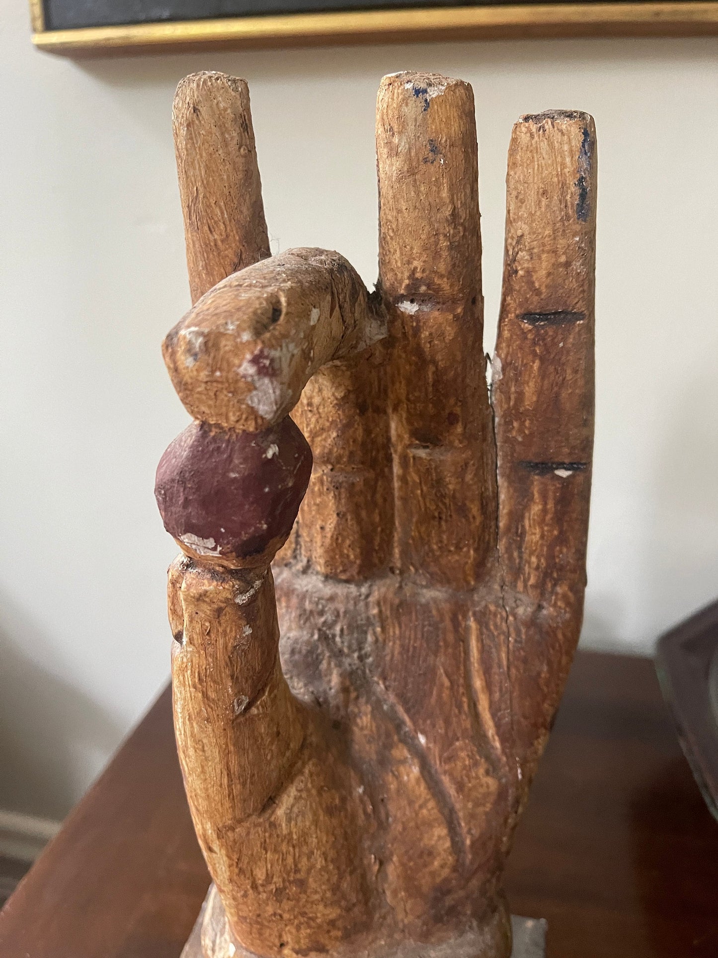 Vintage Pearl of Wisdom Thai Kwan Yin Hand Sculpture