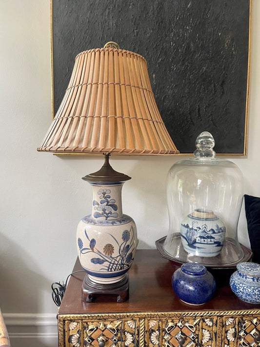 Vintage Blue and White Wildwood Asian Lamp