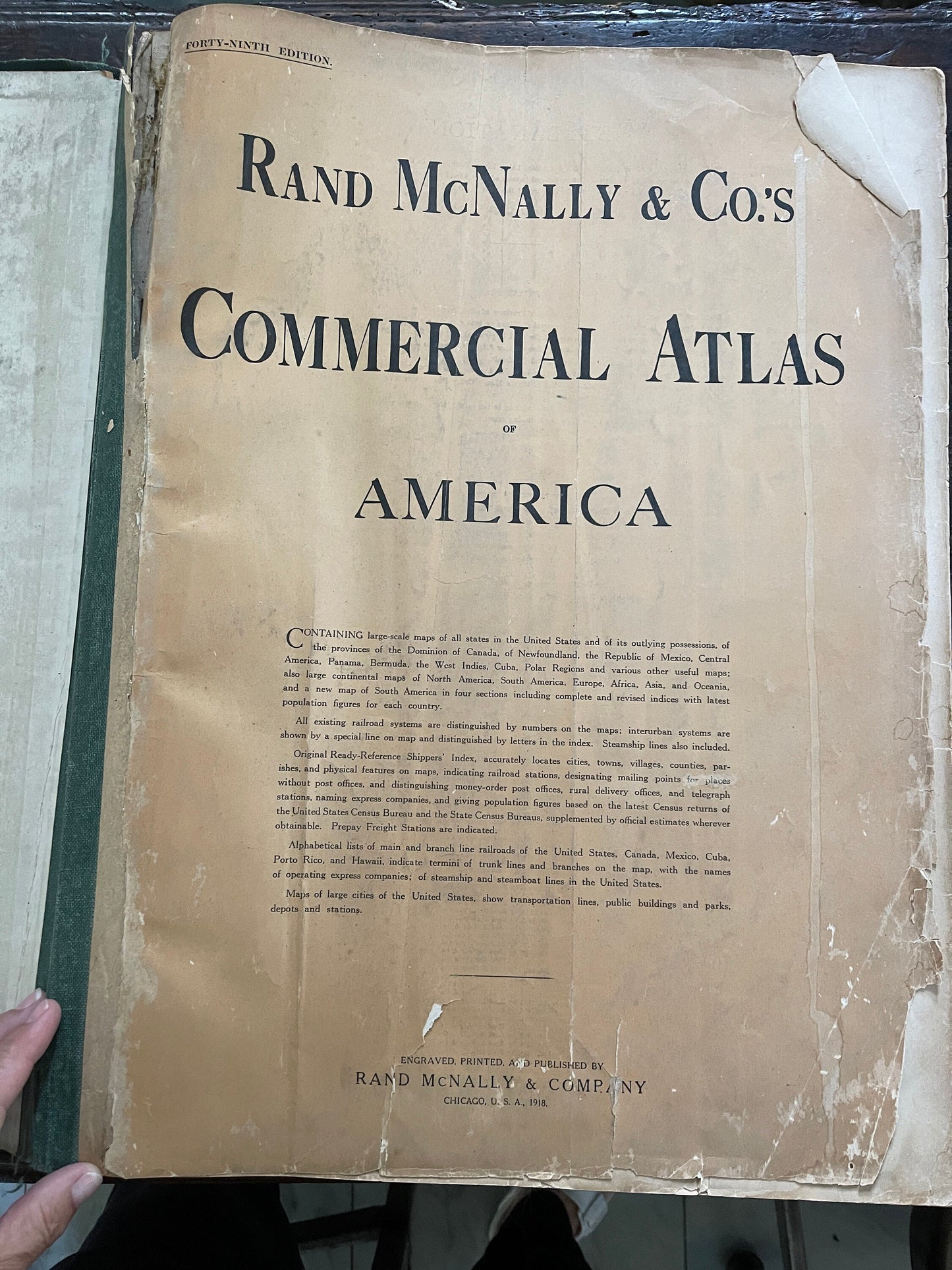 Antique 1918 Rand McNally Commercial Atlas of America