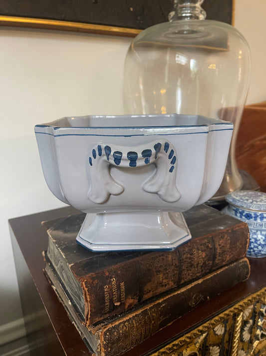 Vintage Blue Italian Cantagalli Pottery Compote Bowl